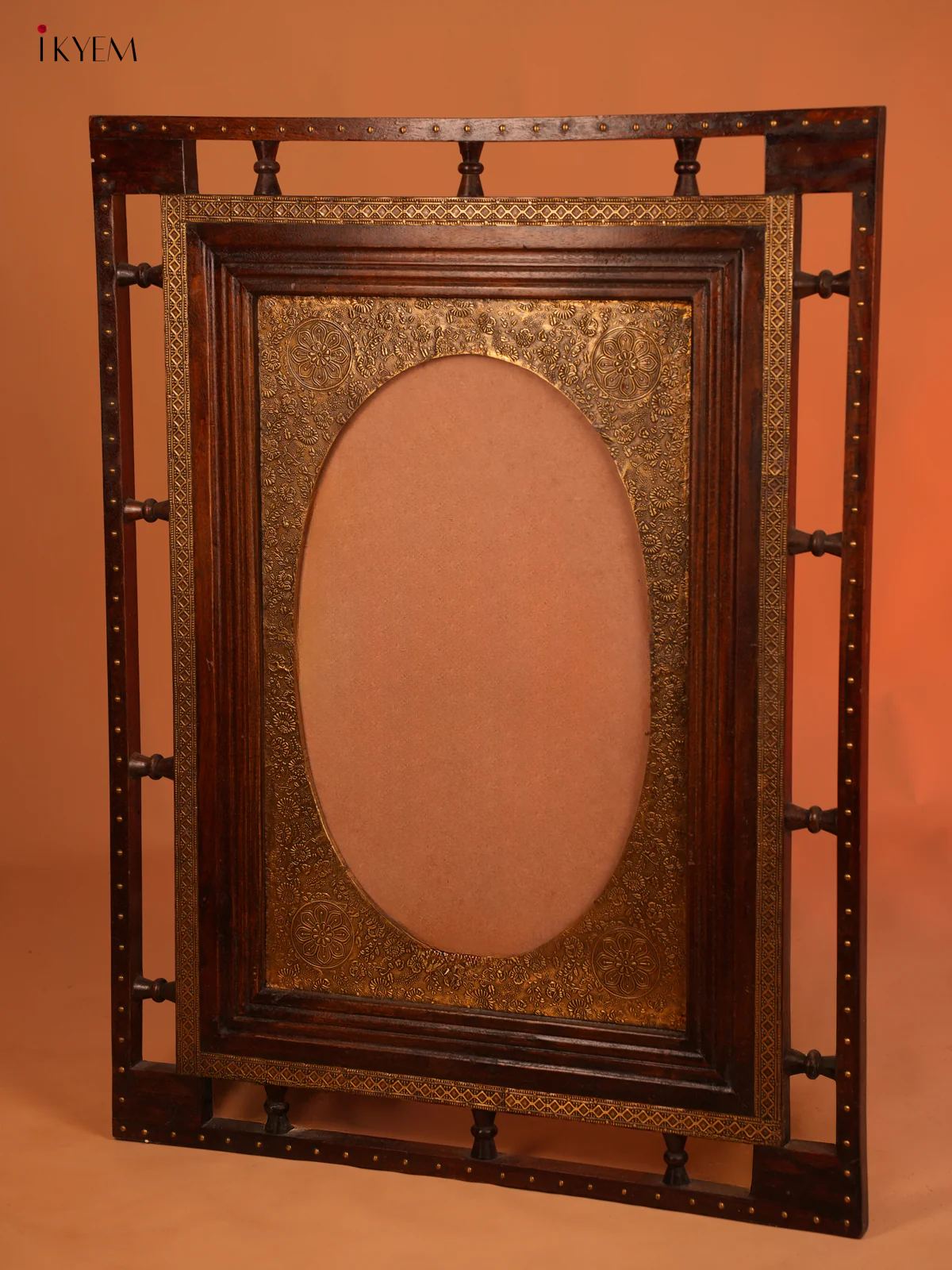Wooden Brass Fitted Mirror Frame - 39.7 Inch - 4JJ04063 - Image 2