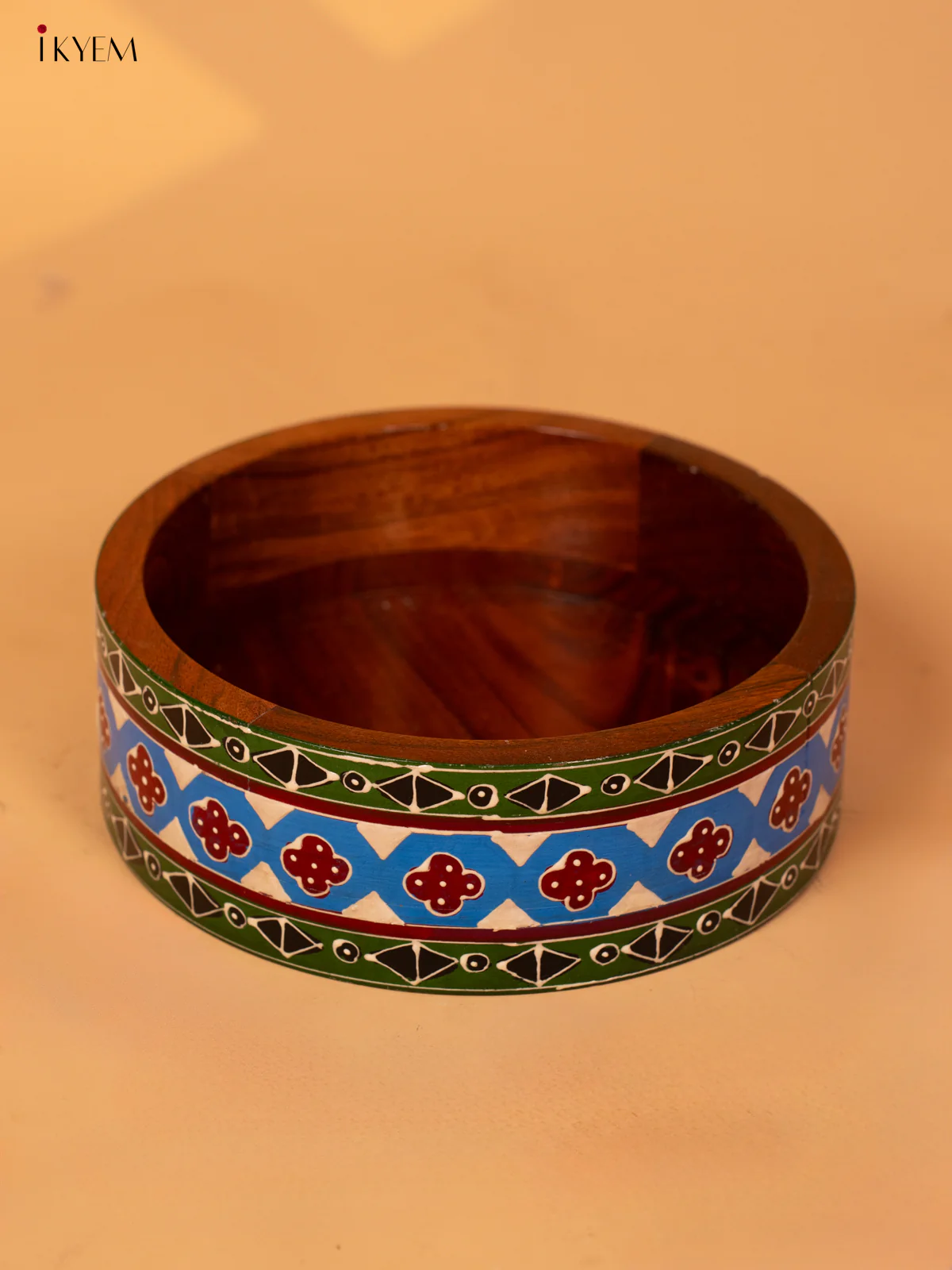 Wooden Hand Painted Bowl - 4JJ04099 - Image 2