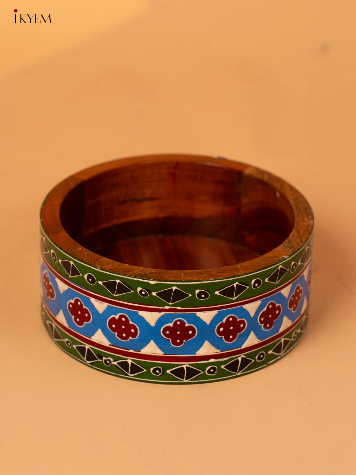 Wooden Hand Painted Bowl - 4JJ04100 - Image 2