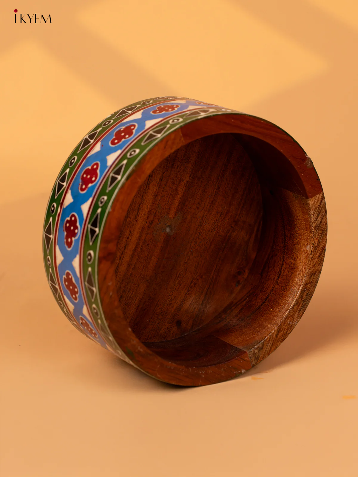 Wooden Hand Painted Bowl - 4JJ04100 - Image 3