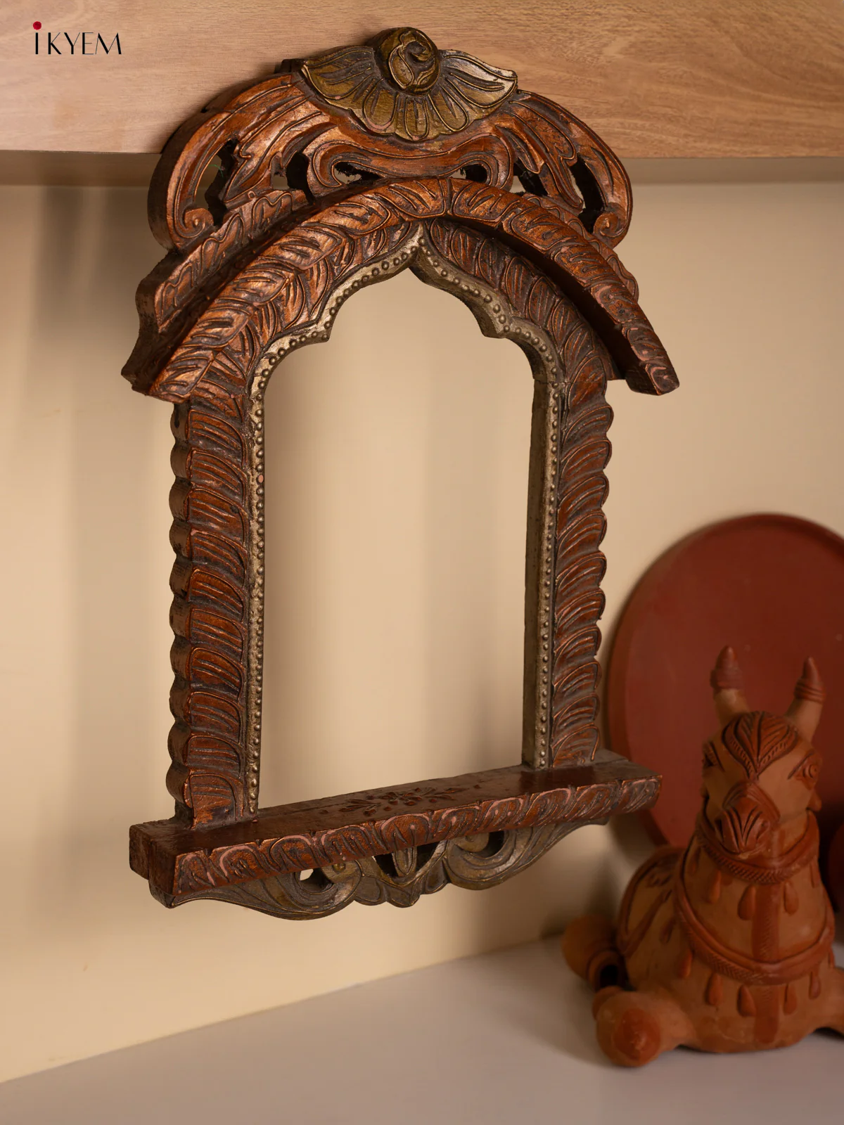 Wooden Peacock Mirror Frame - 4JJ04103 - Image 2