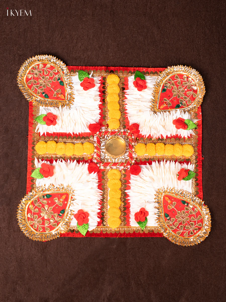 Flower Rangoli Square Diya Mat set - AA02160