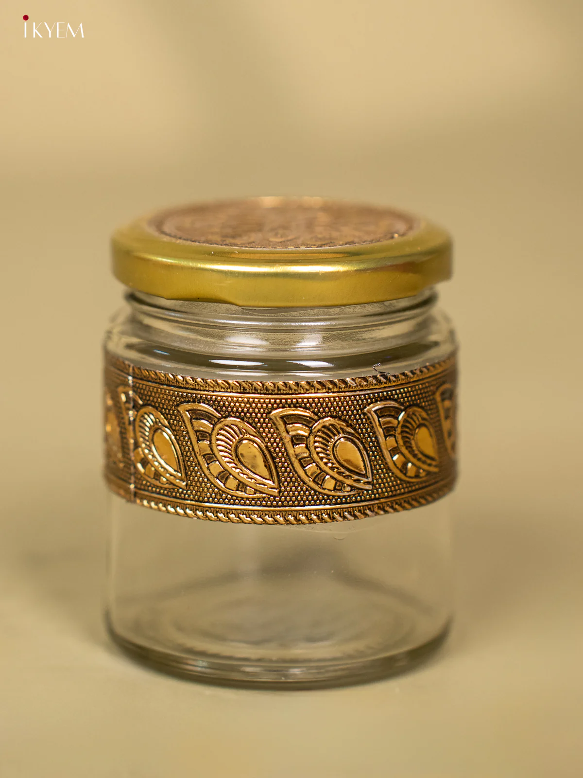 Glass Dry Fruits Jar With Antique Finish - KC26116