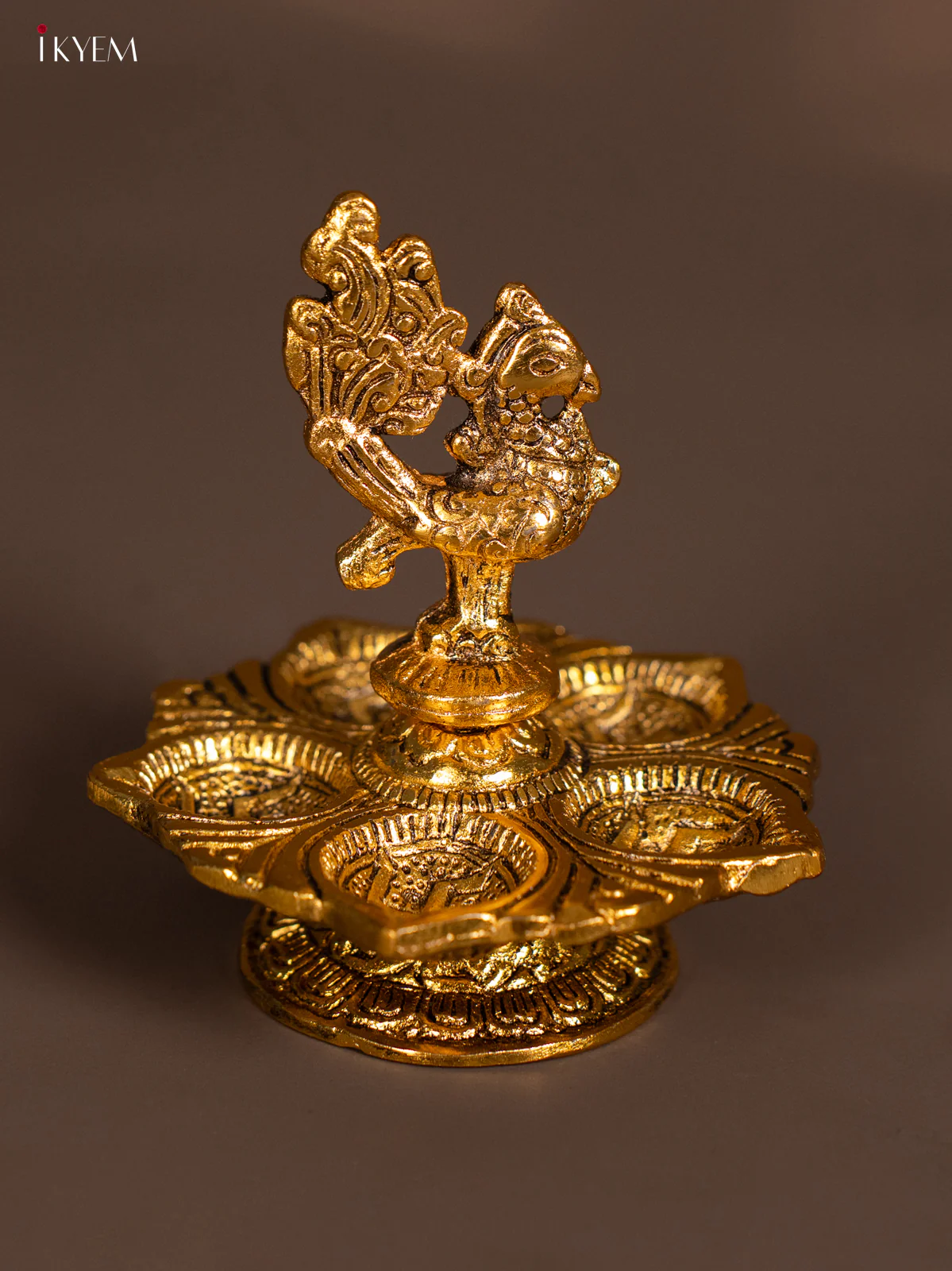 Decorative Gold Finish Annapakshi 5-face Diya - KL13114