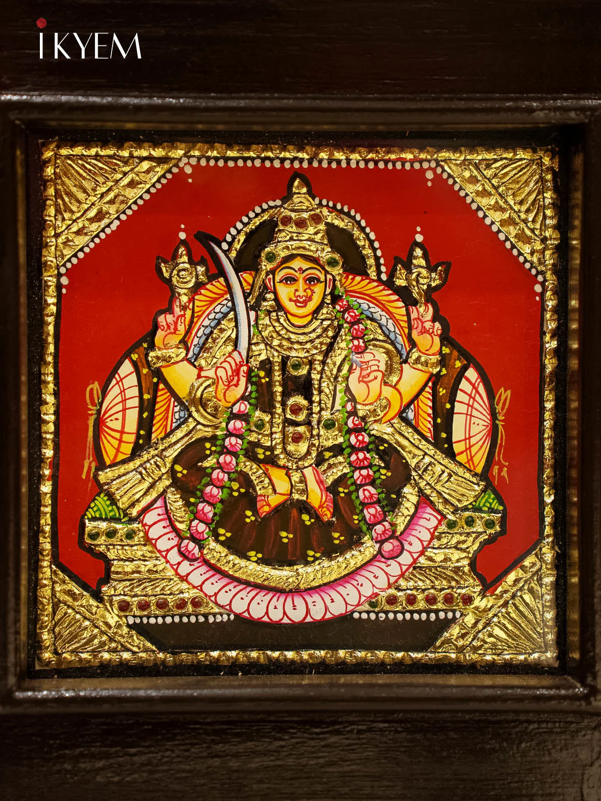 Tanjore Painting of Ashtalakshmi in TeakWood Frame - KL11118 - Image 2