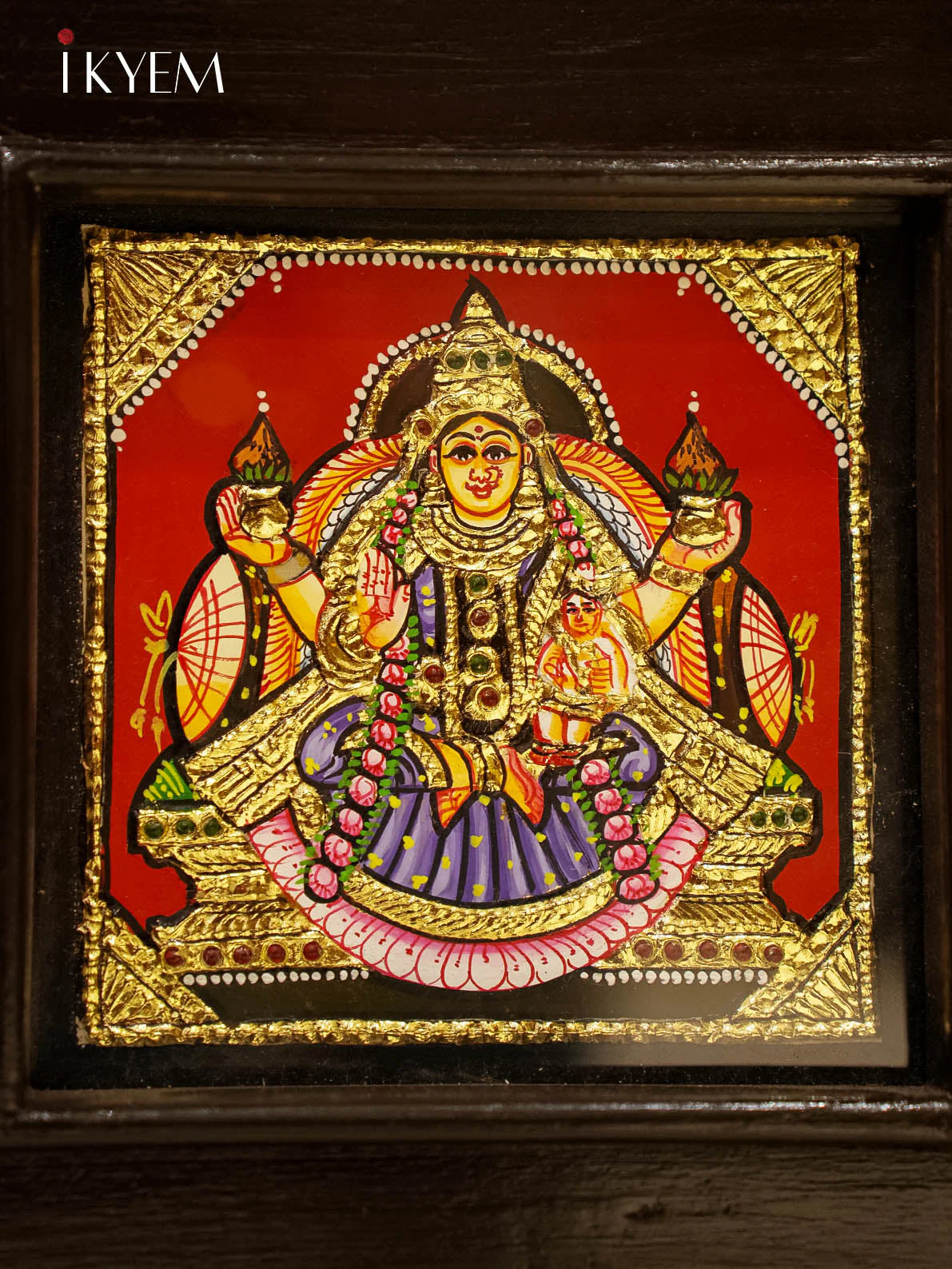 Tanjore Painting of Ashtalakshmi in TeakWood Frame - KL11118 - Image 3