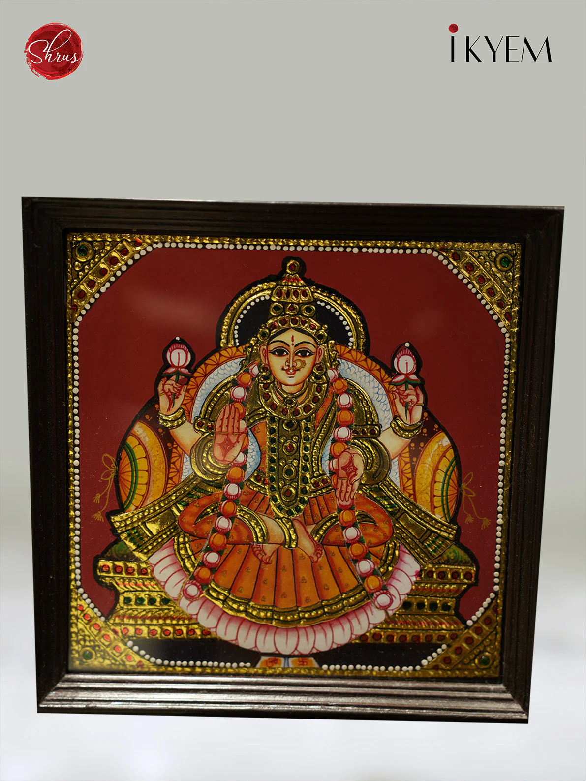 Tanjore Painting of Ashtalakshmi in TeakWood Frame - KL11118 - Image 5
