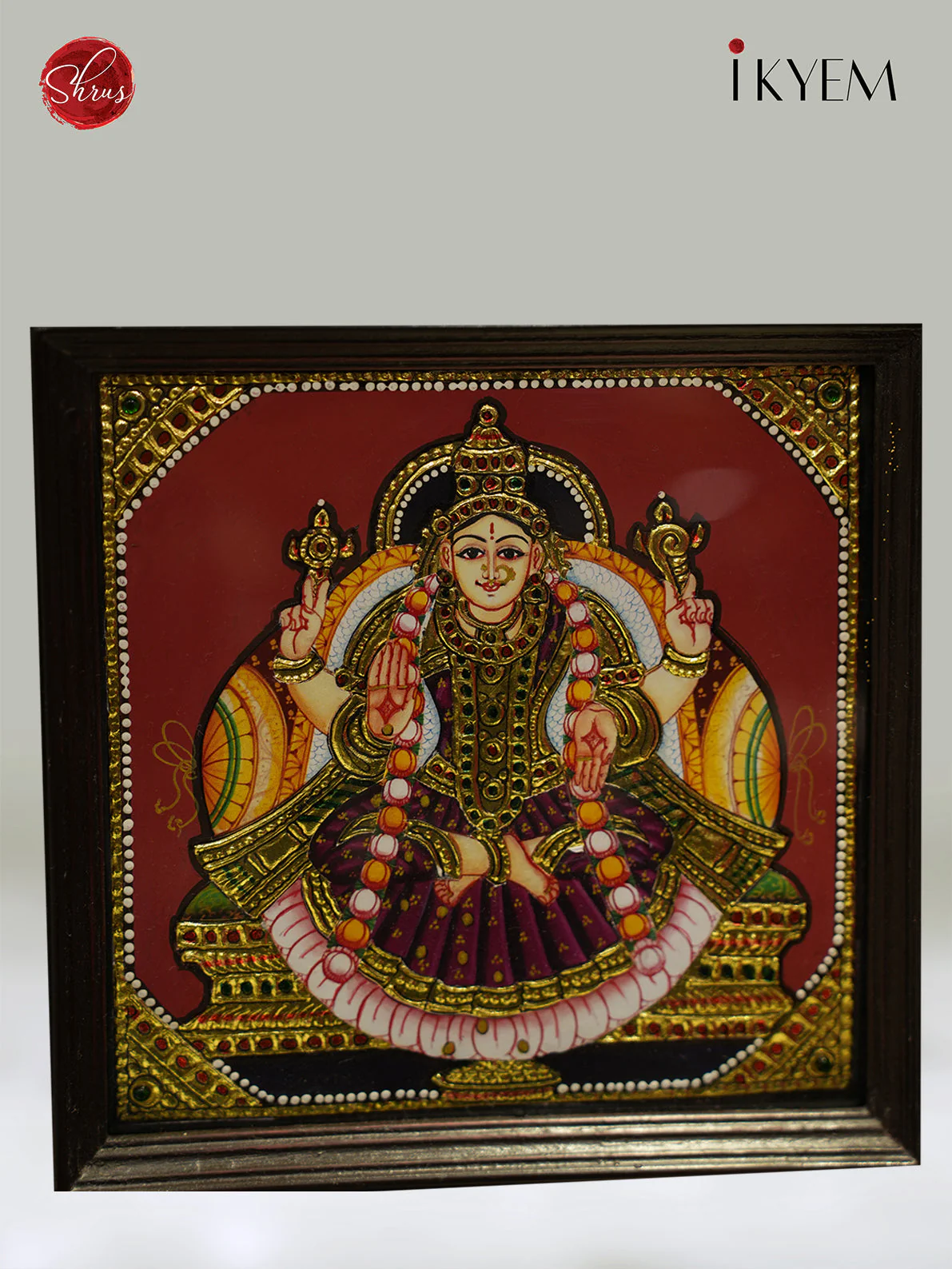 Tanjore Painting of Ashtalakshmi in TeakWood Frame - KL11118 - Image 7