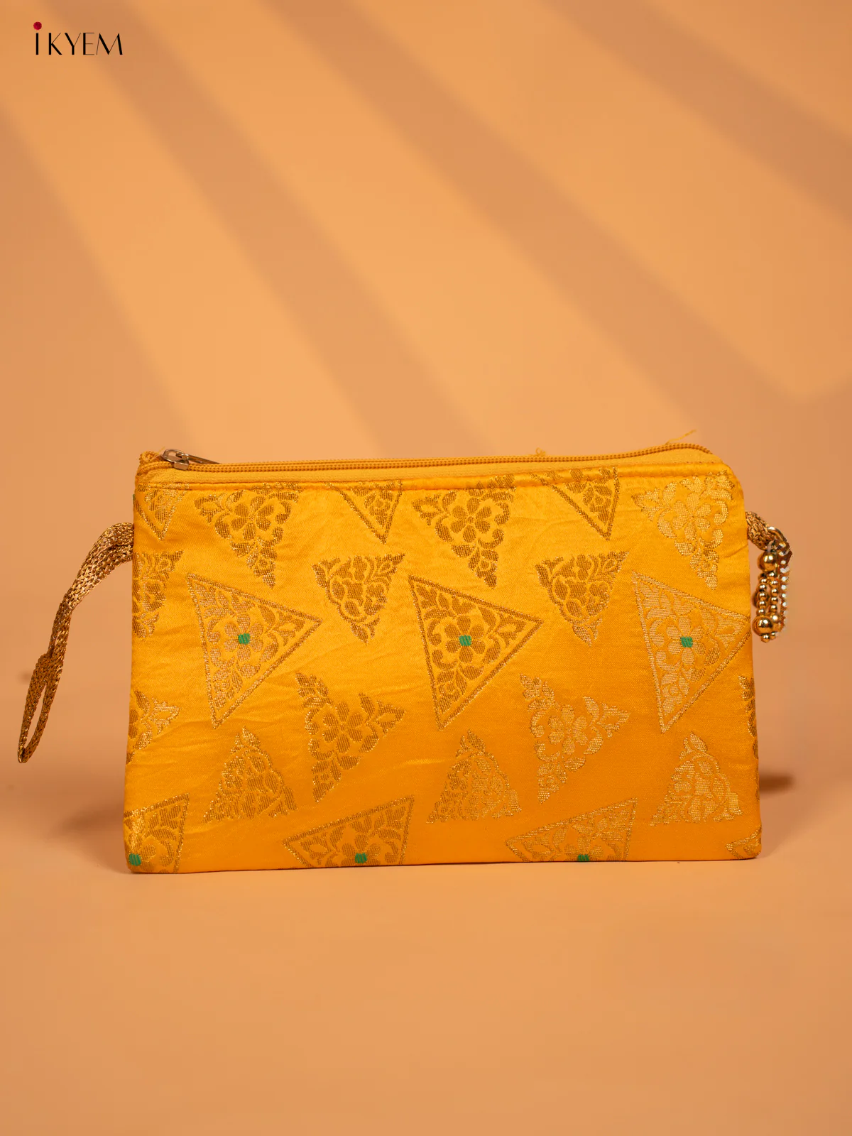 Elegant Light Green Brocade Purse with Gold Motifs - KD09119 - Image 3