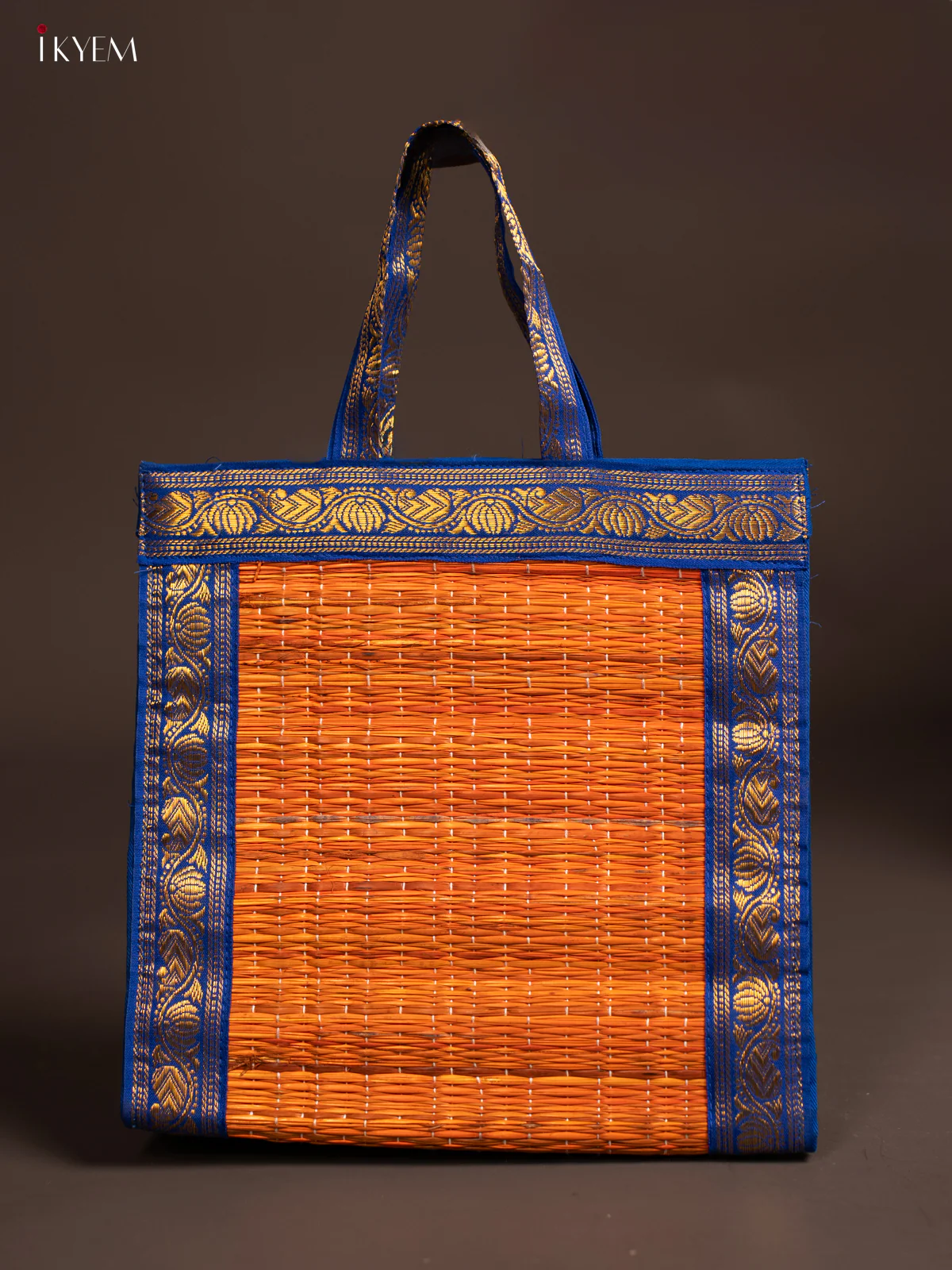 Handwoven Korai Grass Bags with Banarasi Borders - KB11121 - Image 7