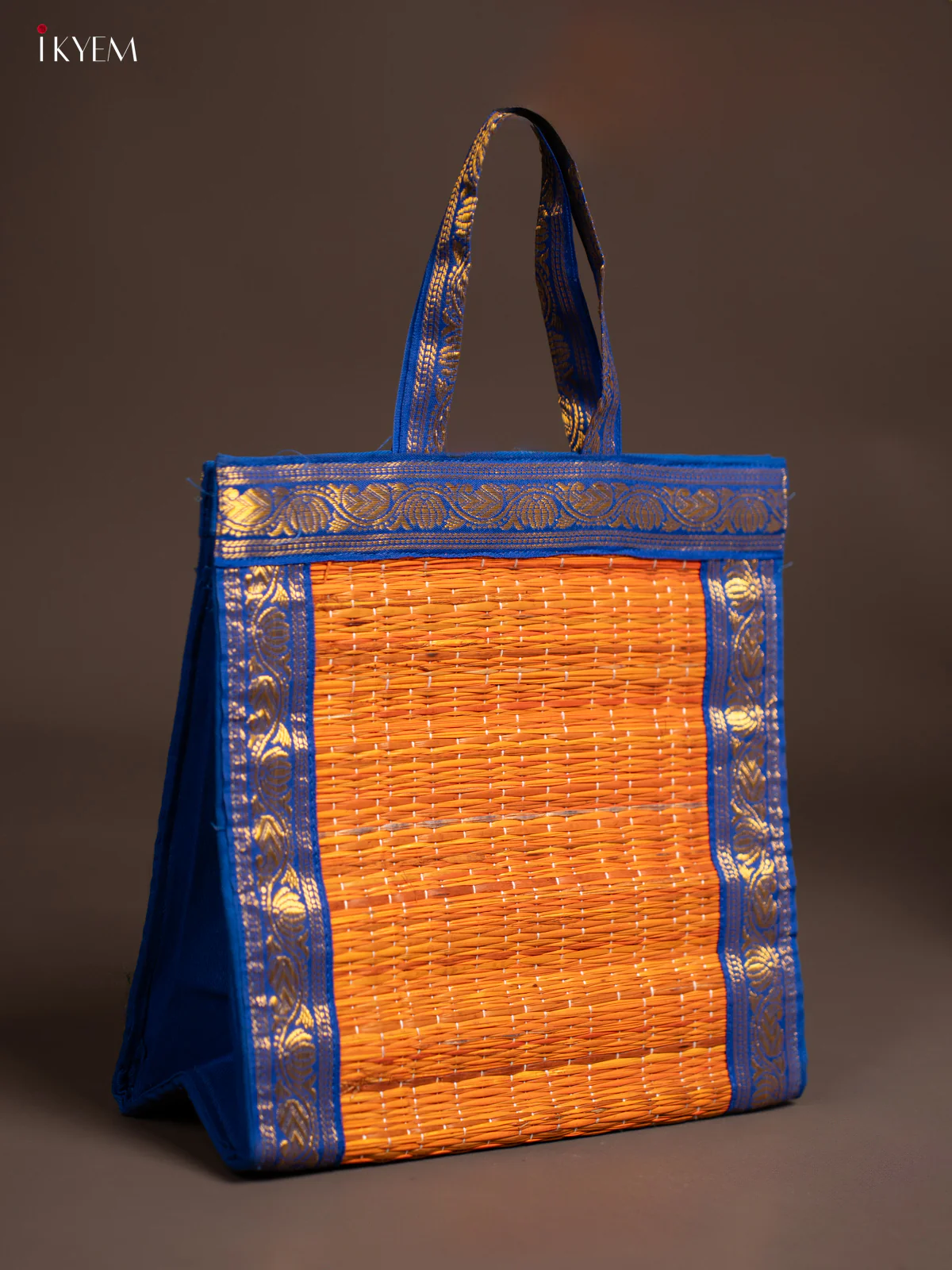 Handwoven Korai Grass Bags with Banarasi Borders - KB11121 - Image 8