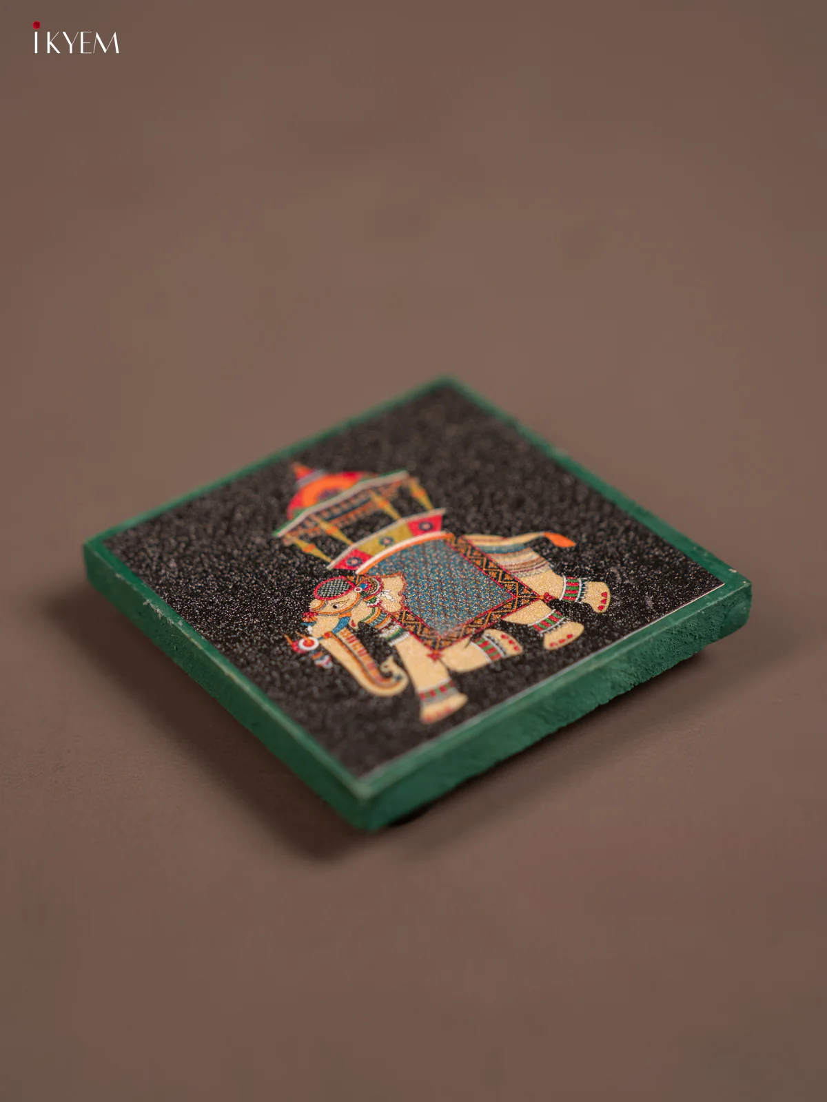Black Elephant Printed Wooden Manai - KE29147 - Image 2