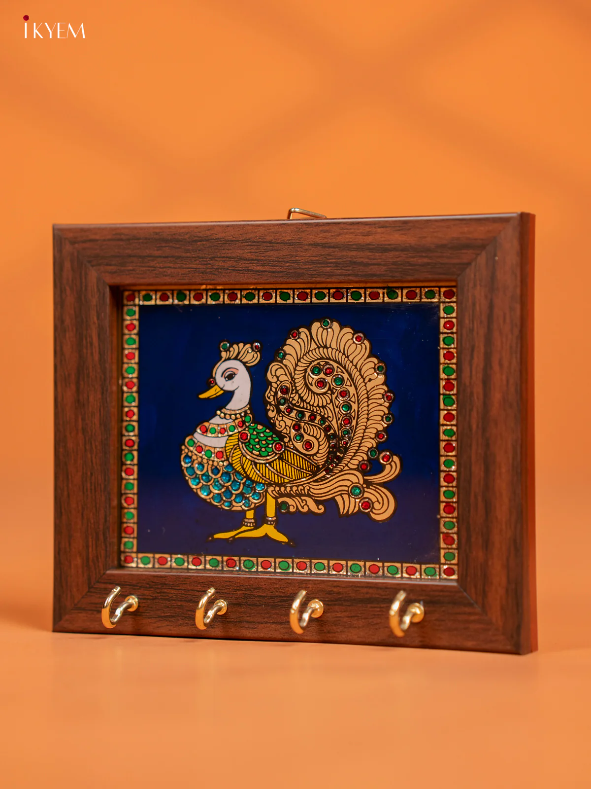 Reverse Glass Painted Keyhanger  Annapakshi - Blue - (5x6) Inches - KF16113 - Image 3