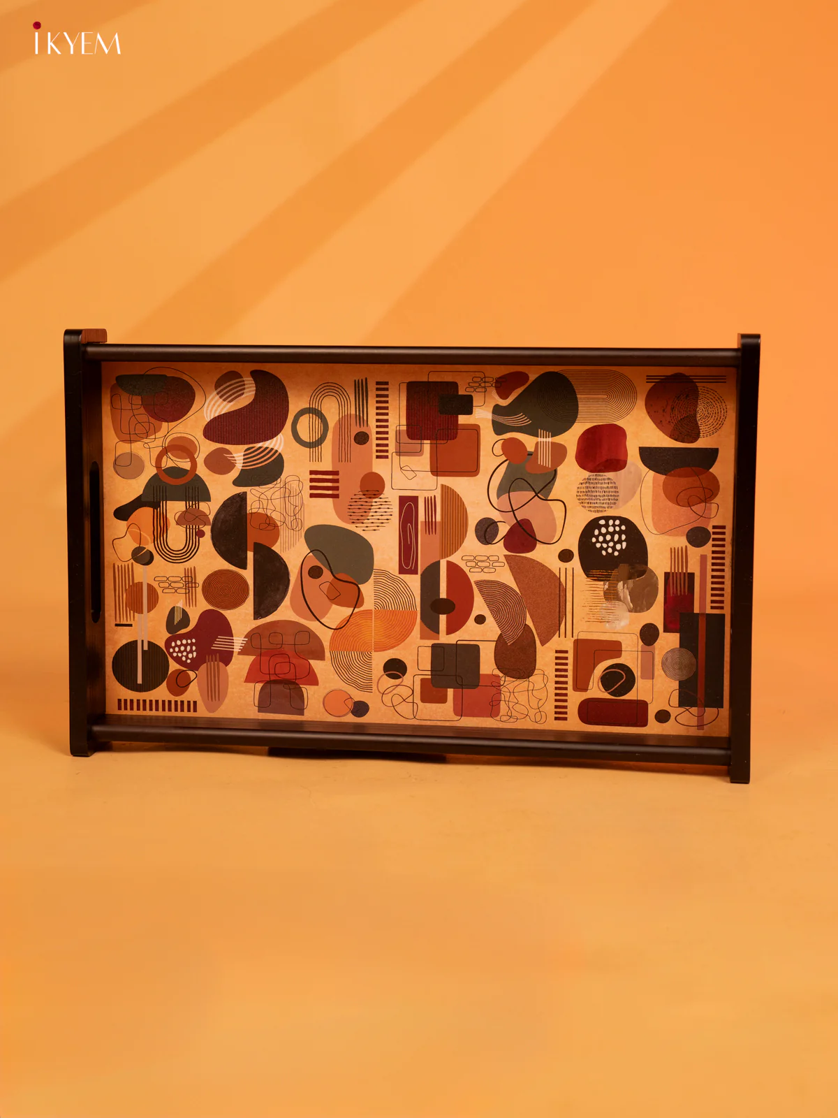 Brown Abstract Art Printed Resctangular Wooden Tray (16×10) -KL18120 - Image 2