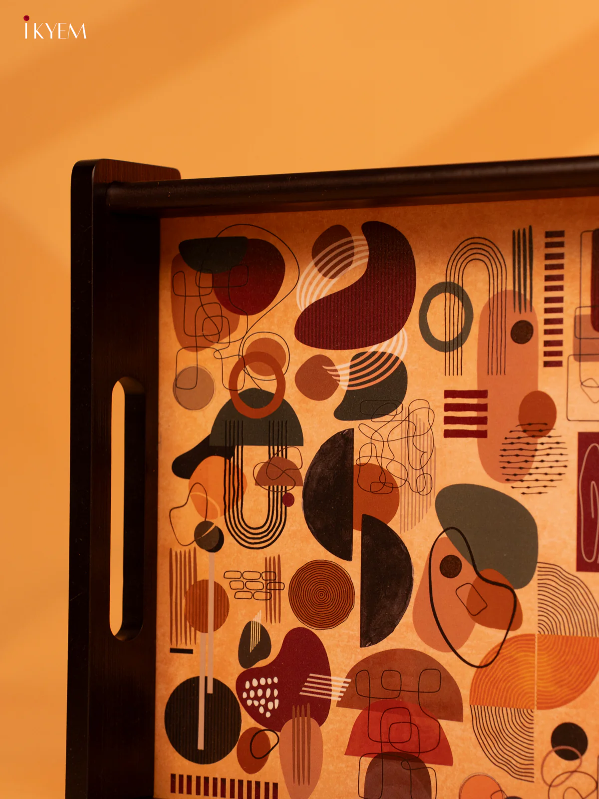 Brown Abstract Art Printed Resctangular Wooden Tray (16×10) -KL18120 - Image 3