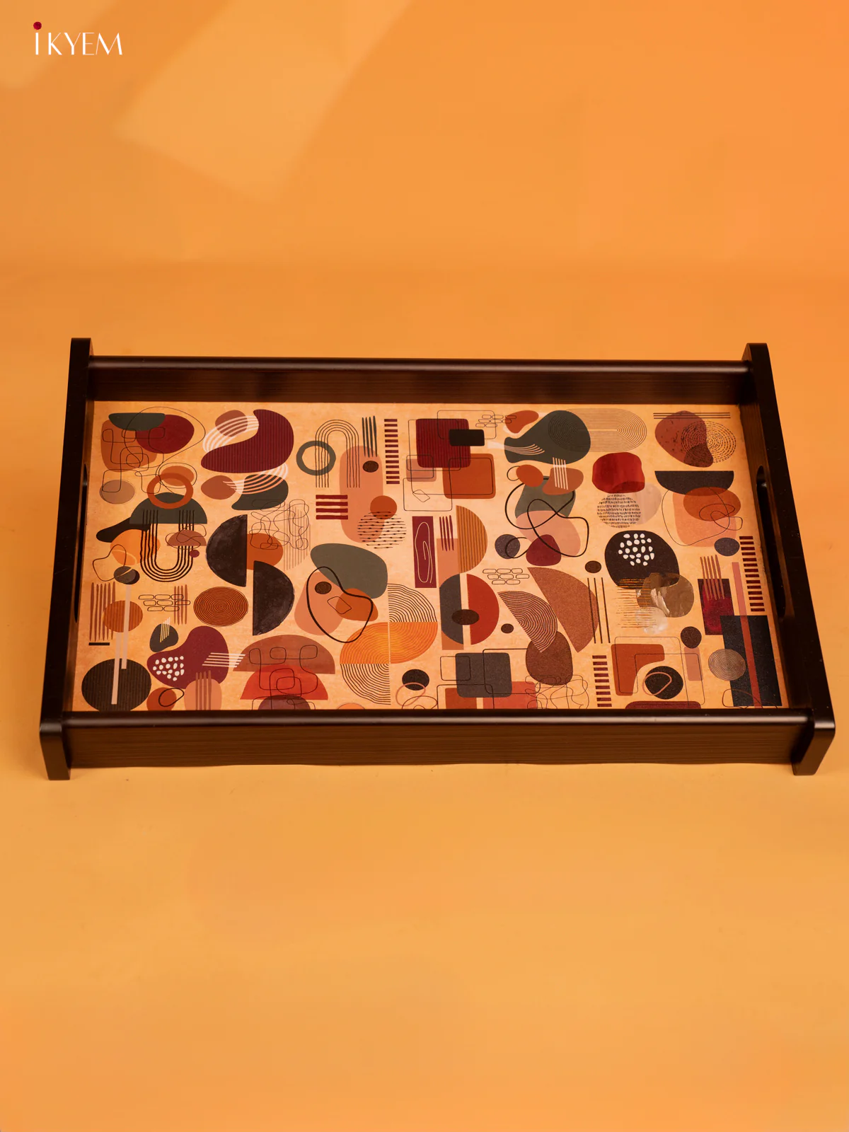 Brown Abstract Art Printed Resctangular Wooden Tray (16×10) -KL18120 - Image 4
