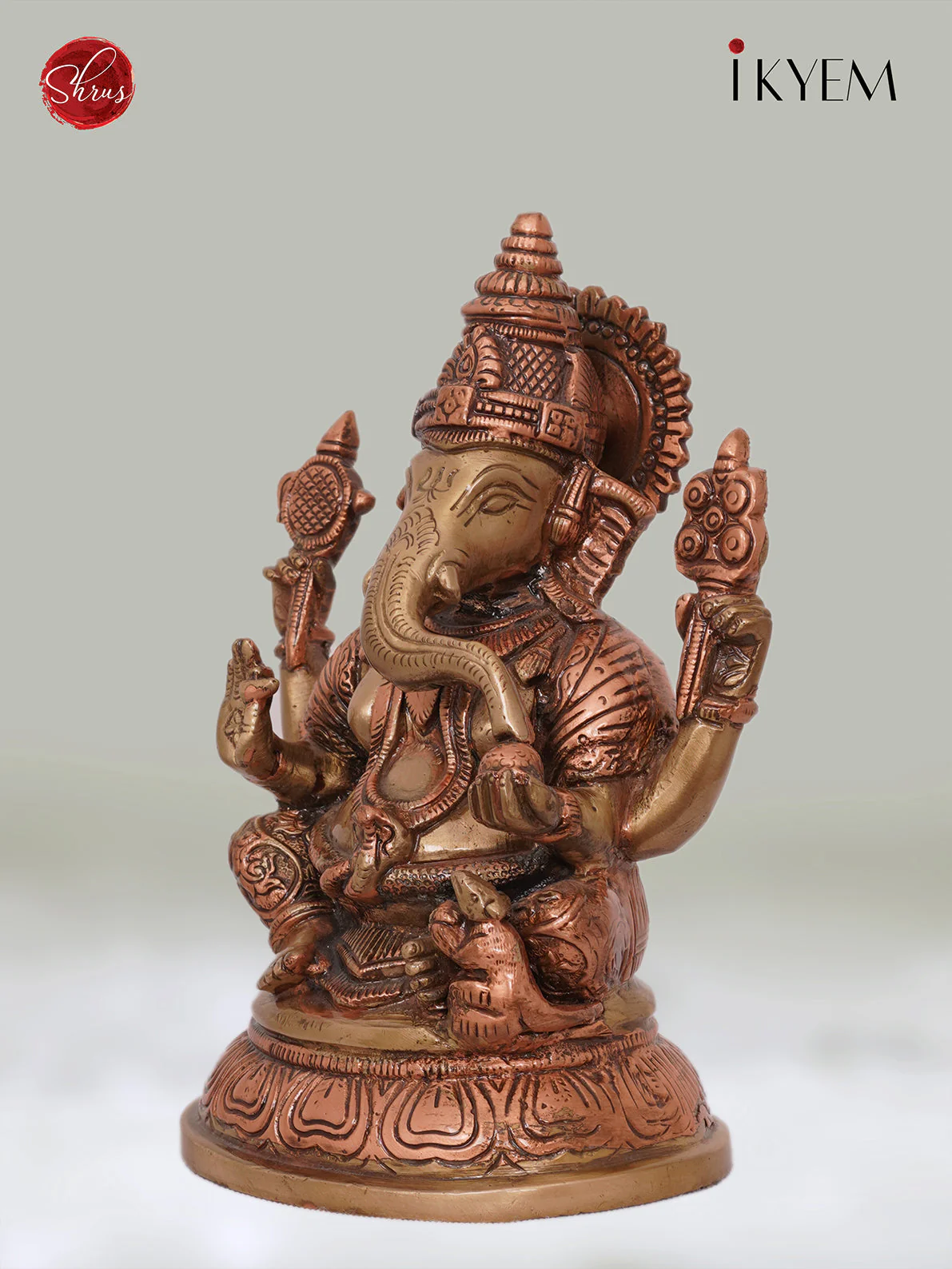 Ganesha sitting on Oval Base - Dual Tone (Brass & Copper), Enhances your Pooja room Aura - Image 2