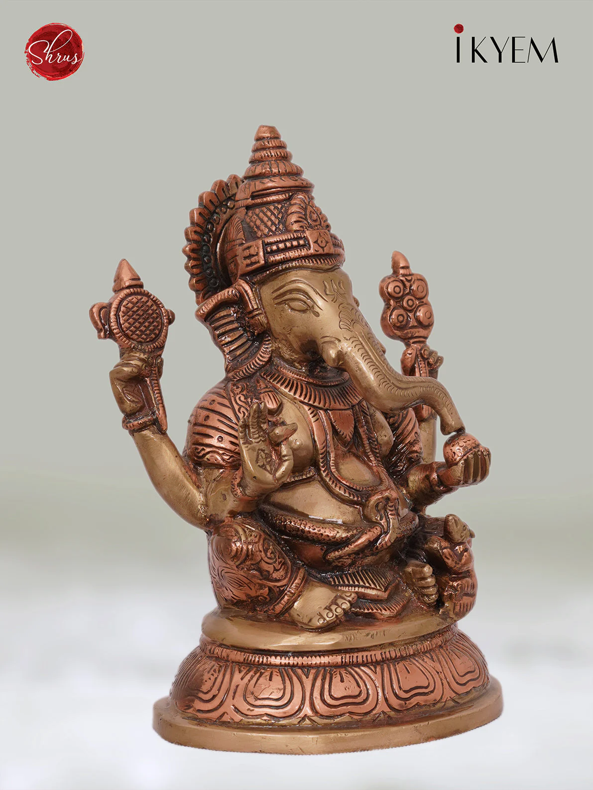 Ganesha sitting on Oval Base - Dual Tone (Brass & Copper), Enhances your Pooja room Aura - Image 3