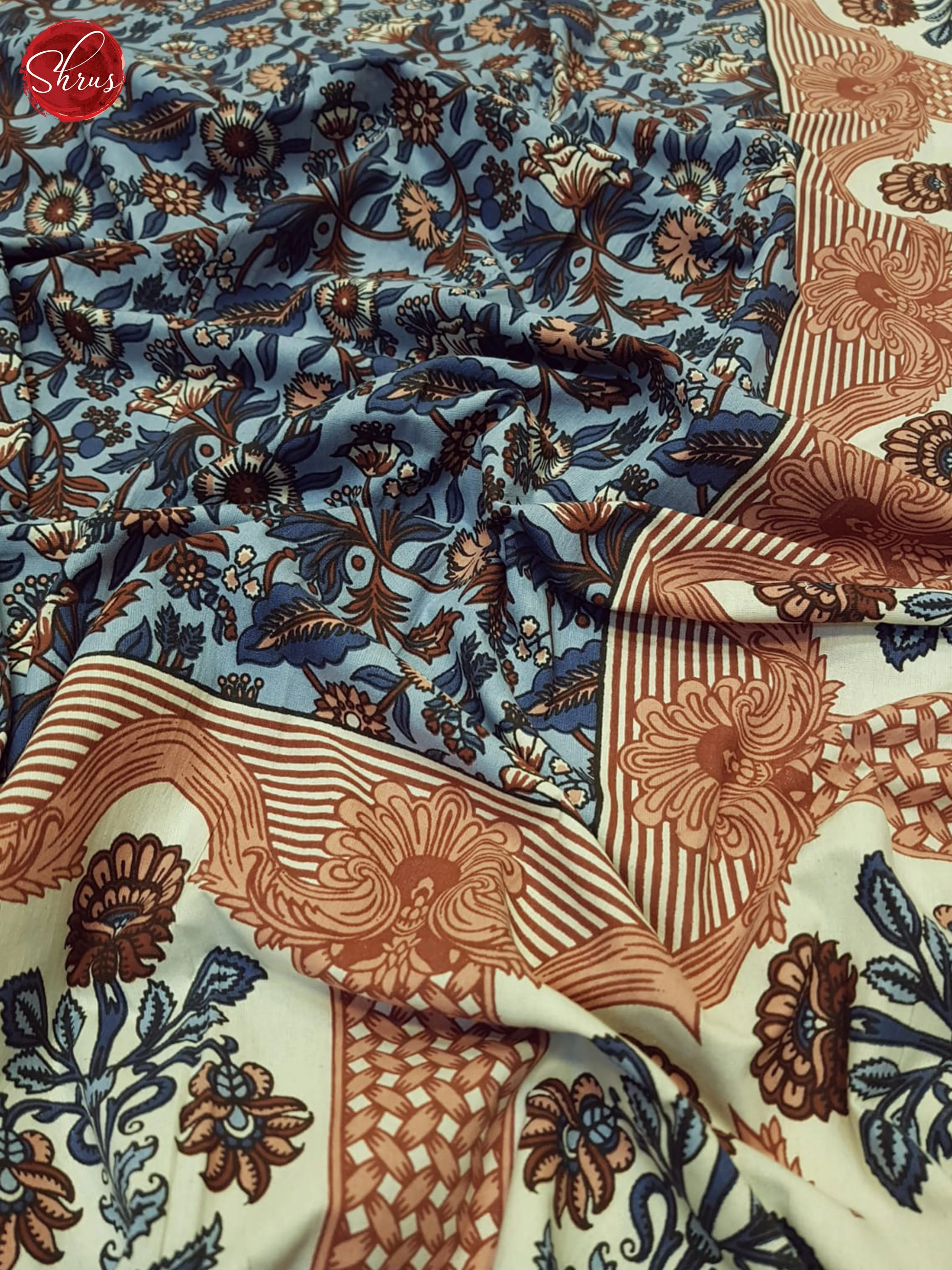 Blue And Cream- Jaipuri Block Printed Double Bedsheet