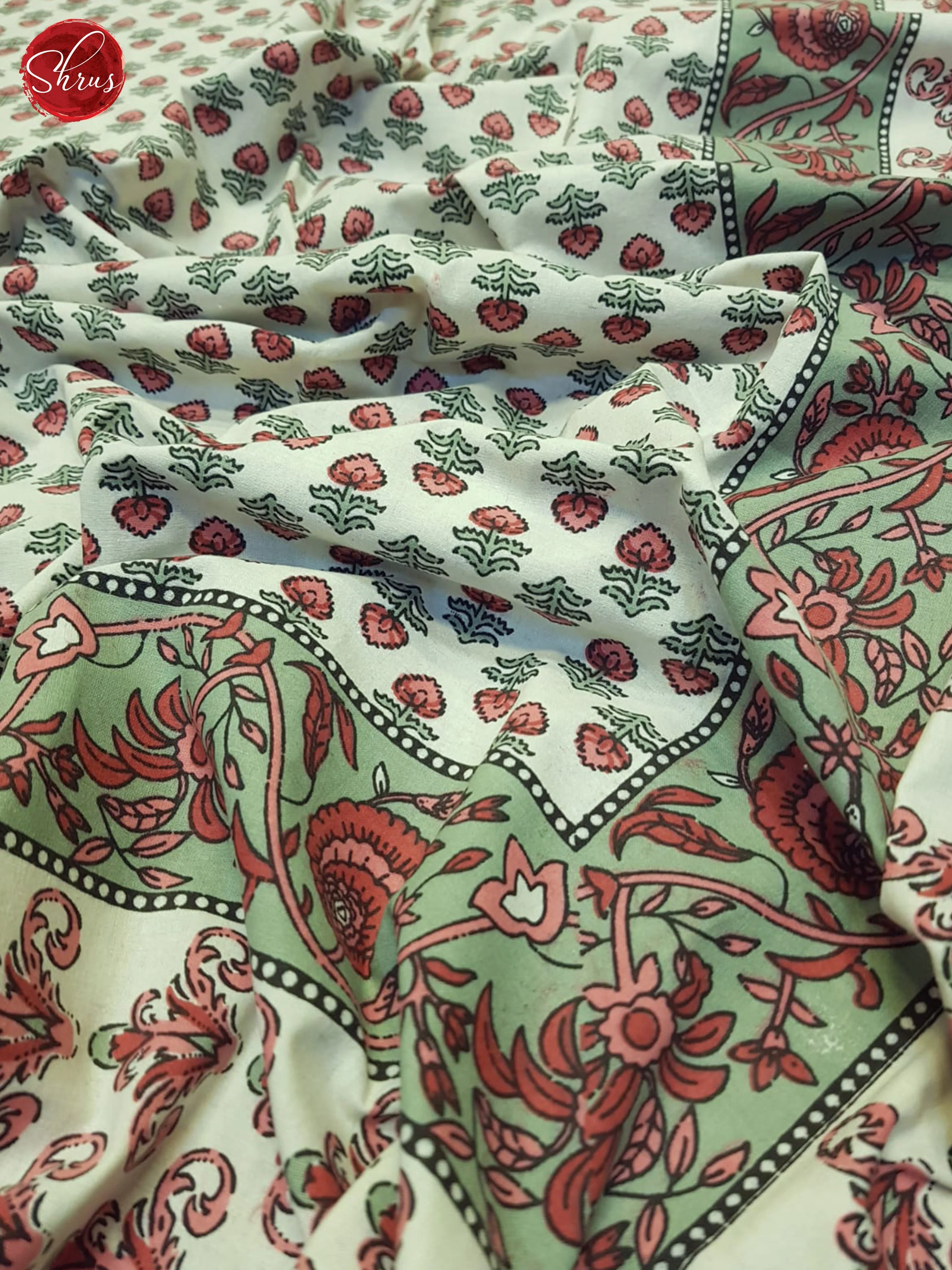 Cream And Pink Jaipur Block Printed double bed spread