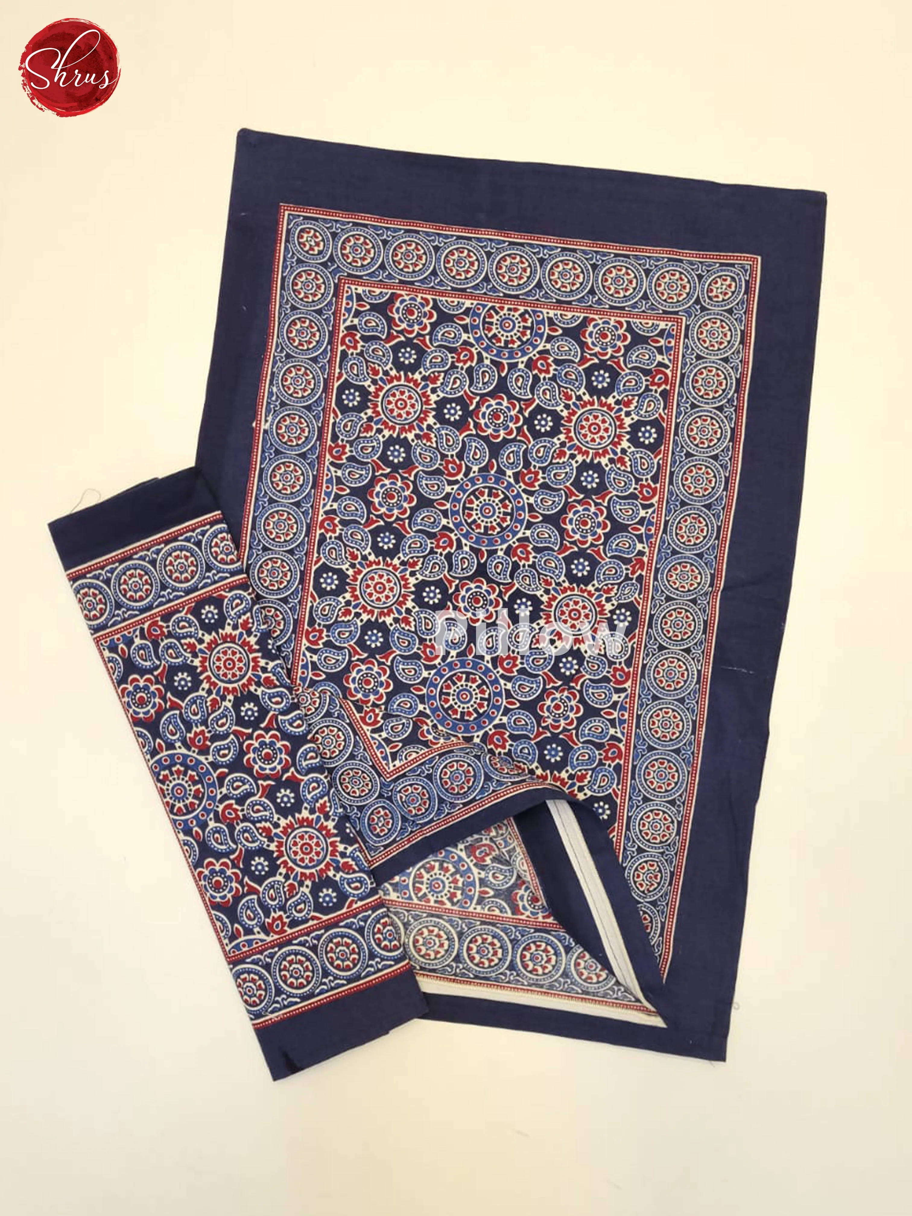 Blue And Red- Jaipur Cotton Block Printed Bed Spread - Image 3
