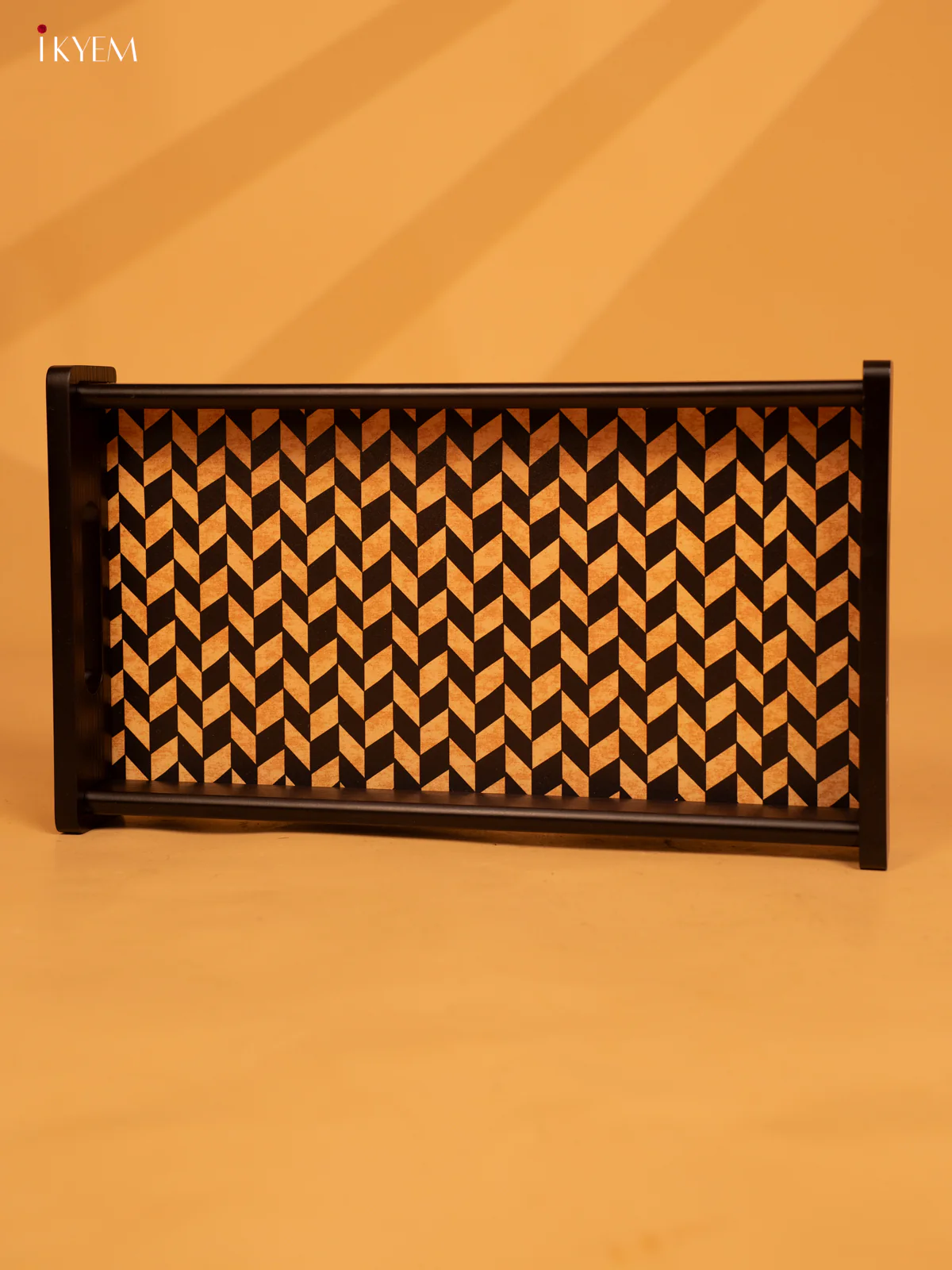 Chevron Printed Rectangular Wooden Tray - (14×8) Inch - KL18131