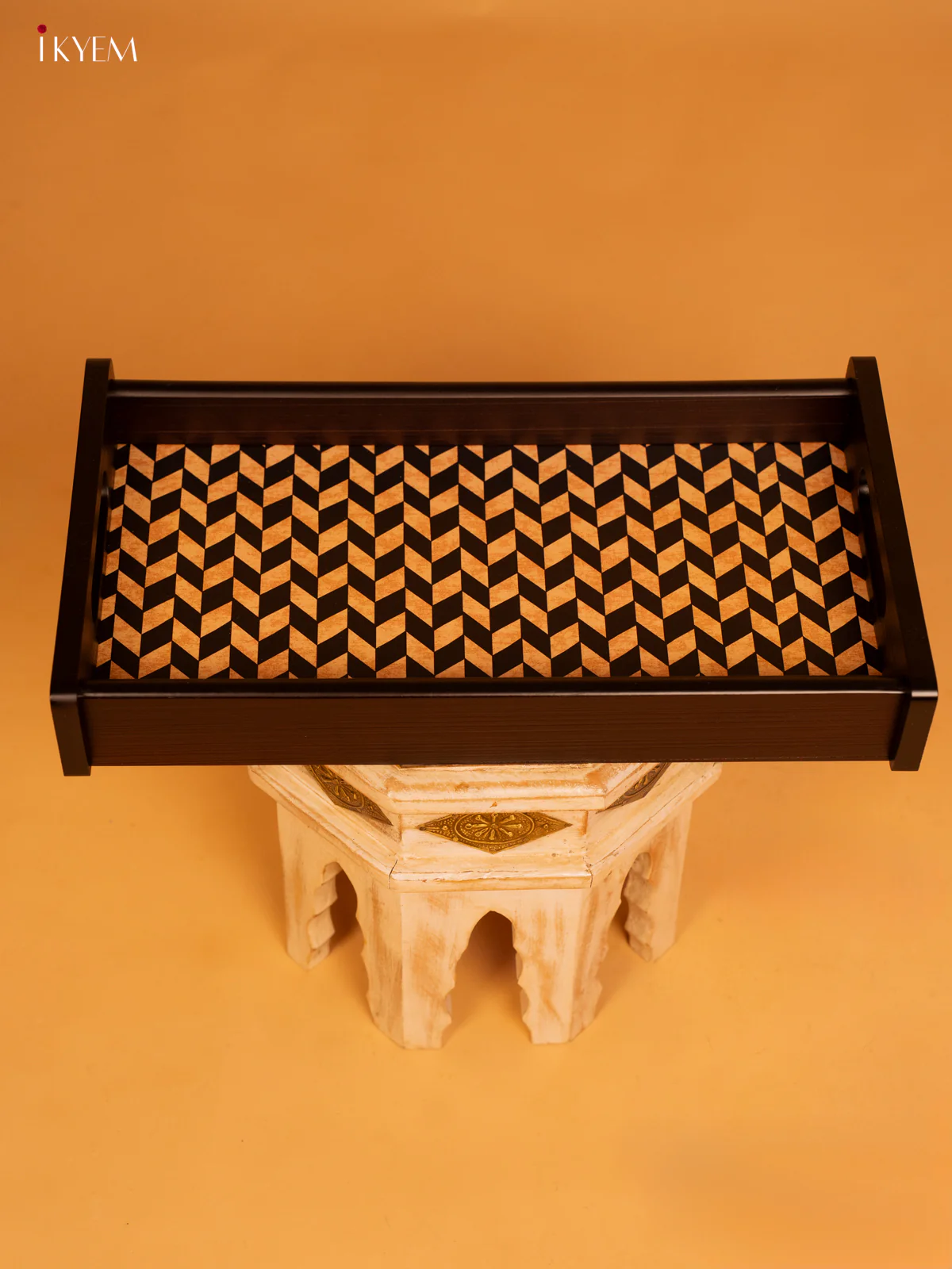 Chevron Printed Rectangular Wooden Tray - (16×10) Inch - KL18132 - Image 4