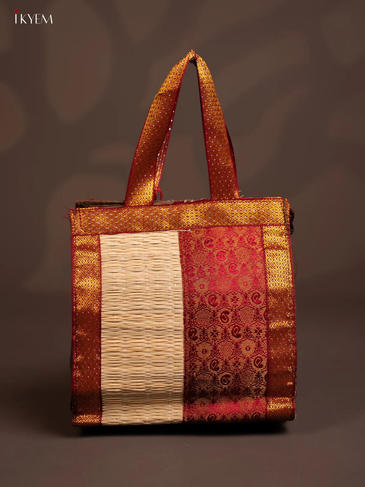 CREAM & RED Raw Silk with Korai Handbag - KE10146