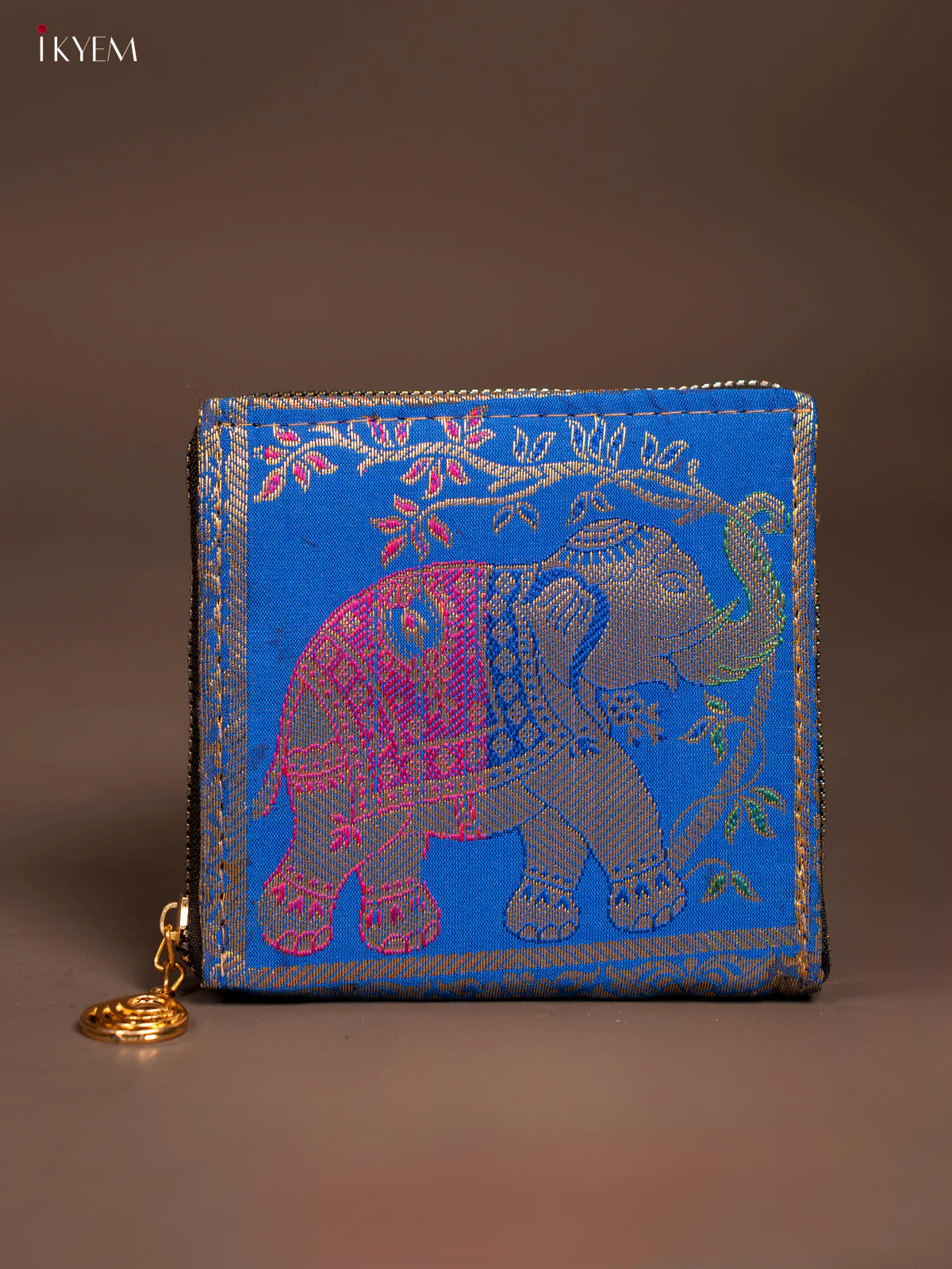 Elephant designed Banarasi Zip Wallet - KF05113