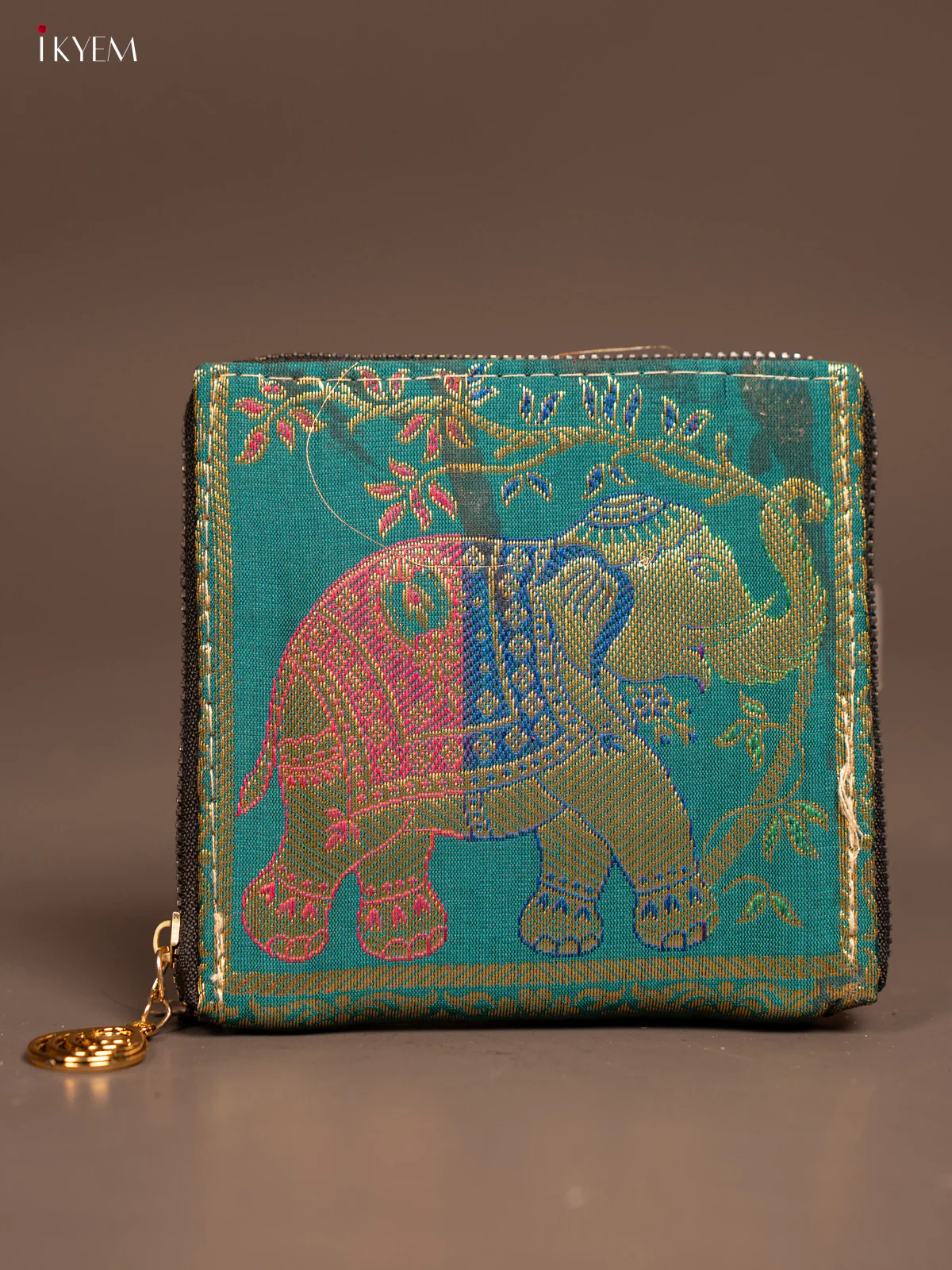 Elephant designed Banarasi Zip Wallet - KF05113 - Image 5