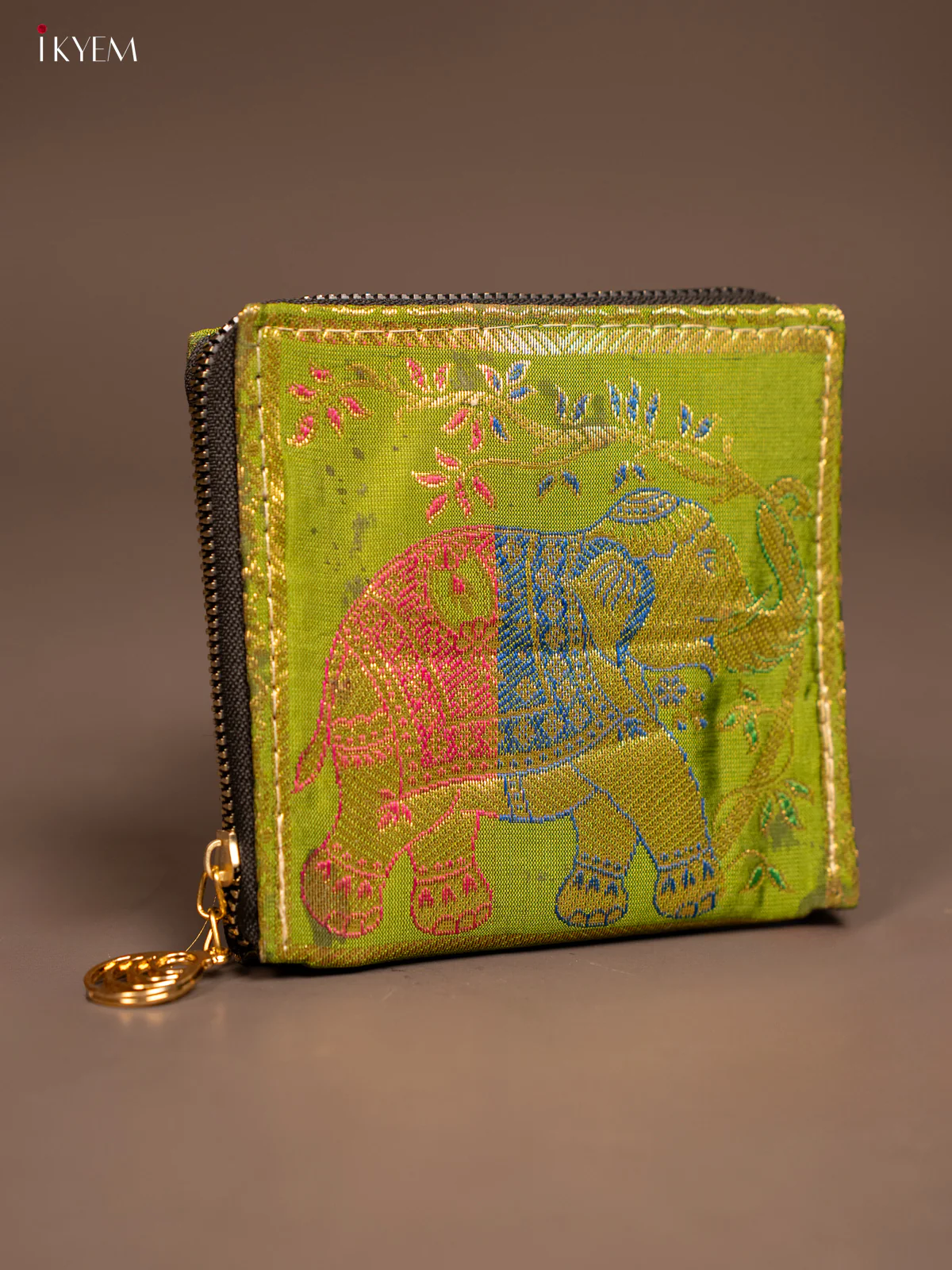 Elephant designed Banarasi Zip Wallet - KF05113 - Image 6