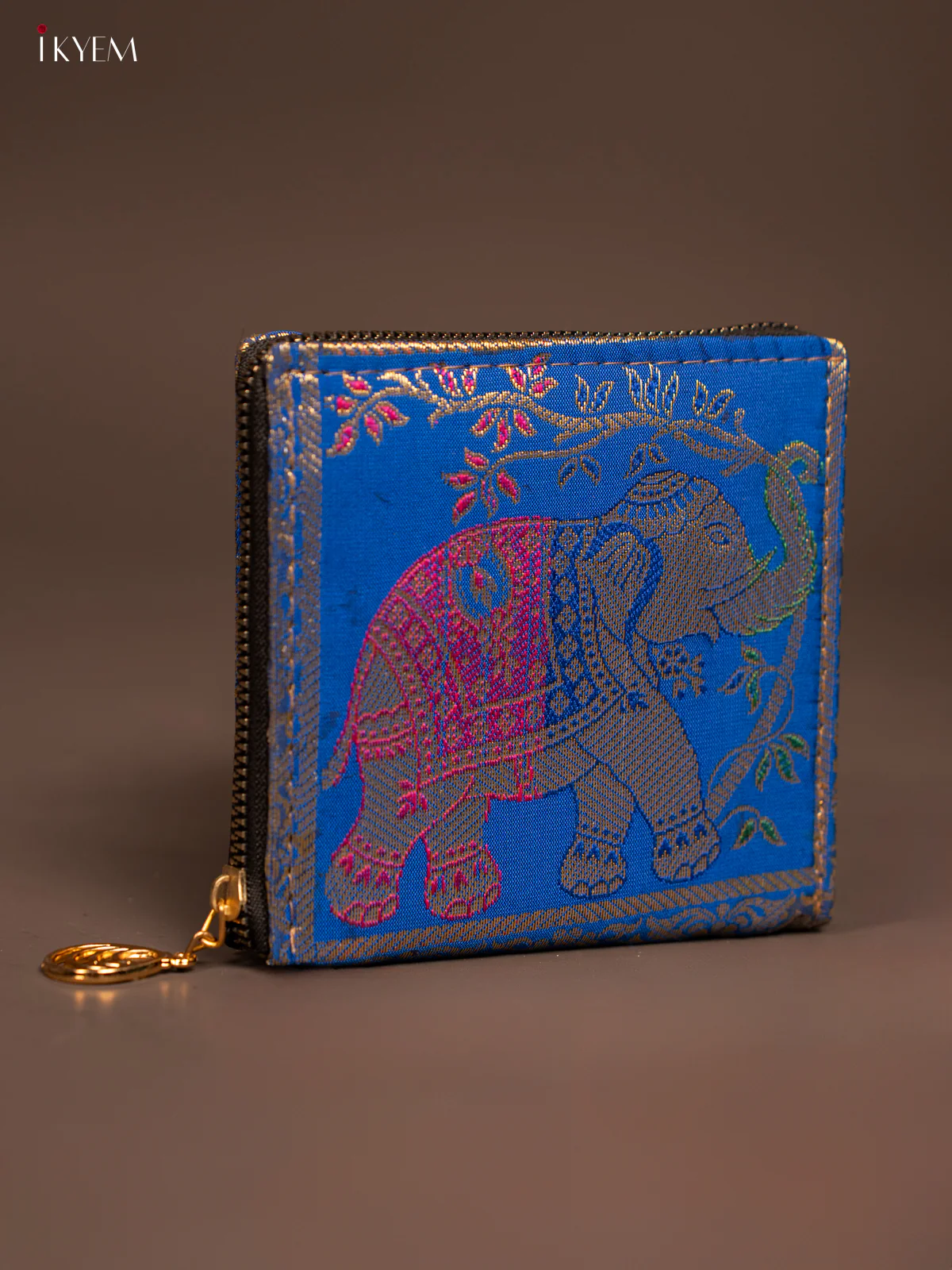 Elephant designed Banarasi Zip Wallet - KF05113 - Image 7