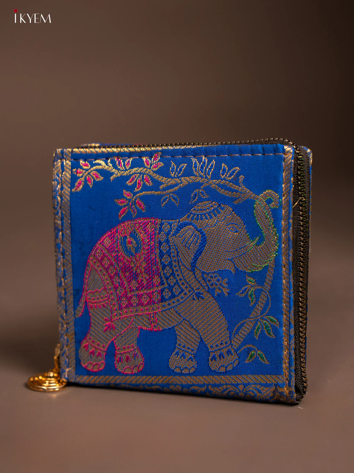 Elephant designed Banarasi Zip Wallet - KF05113 - Image 8