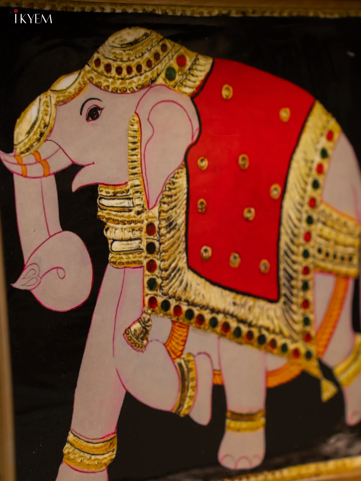 Elephant Printed Black colour Square Metal Tray - KF25125 - Image 3