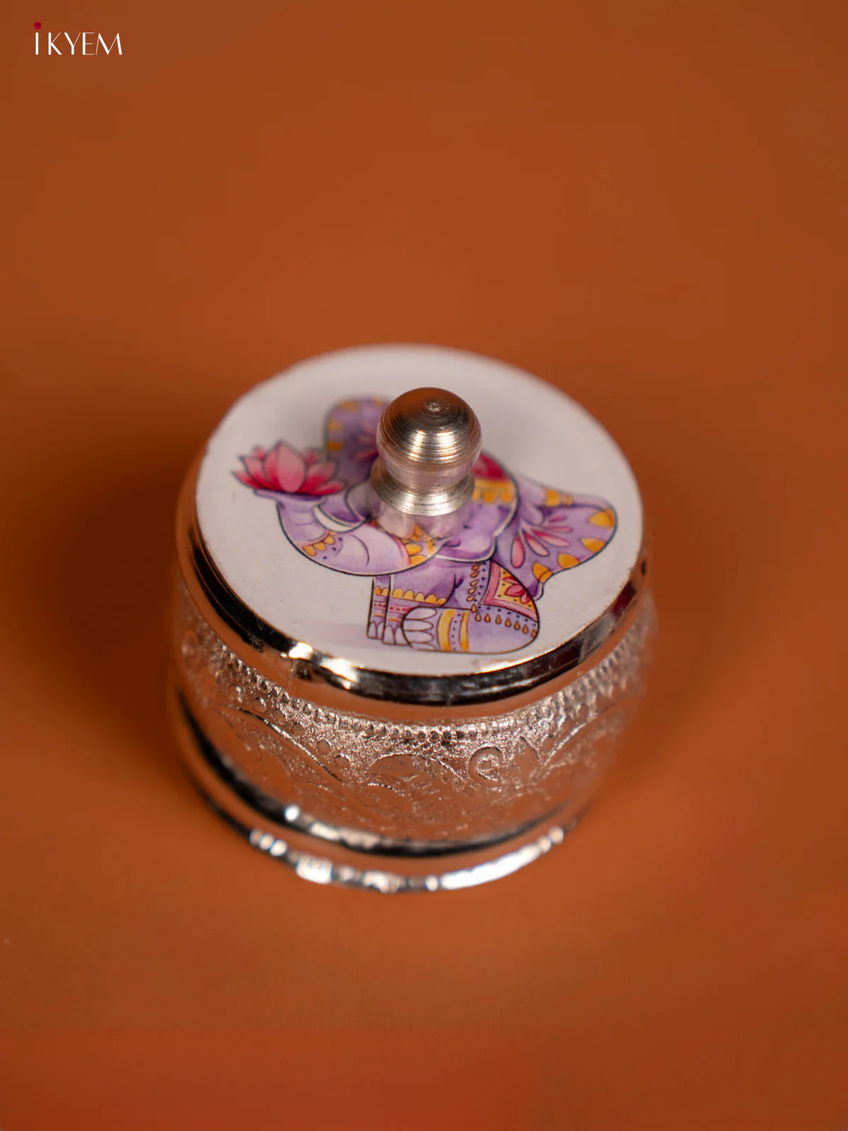 Elephant Designed german silver Kumkum Holder for Return Gifts - KF10244