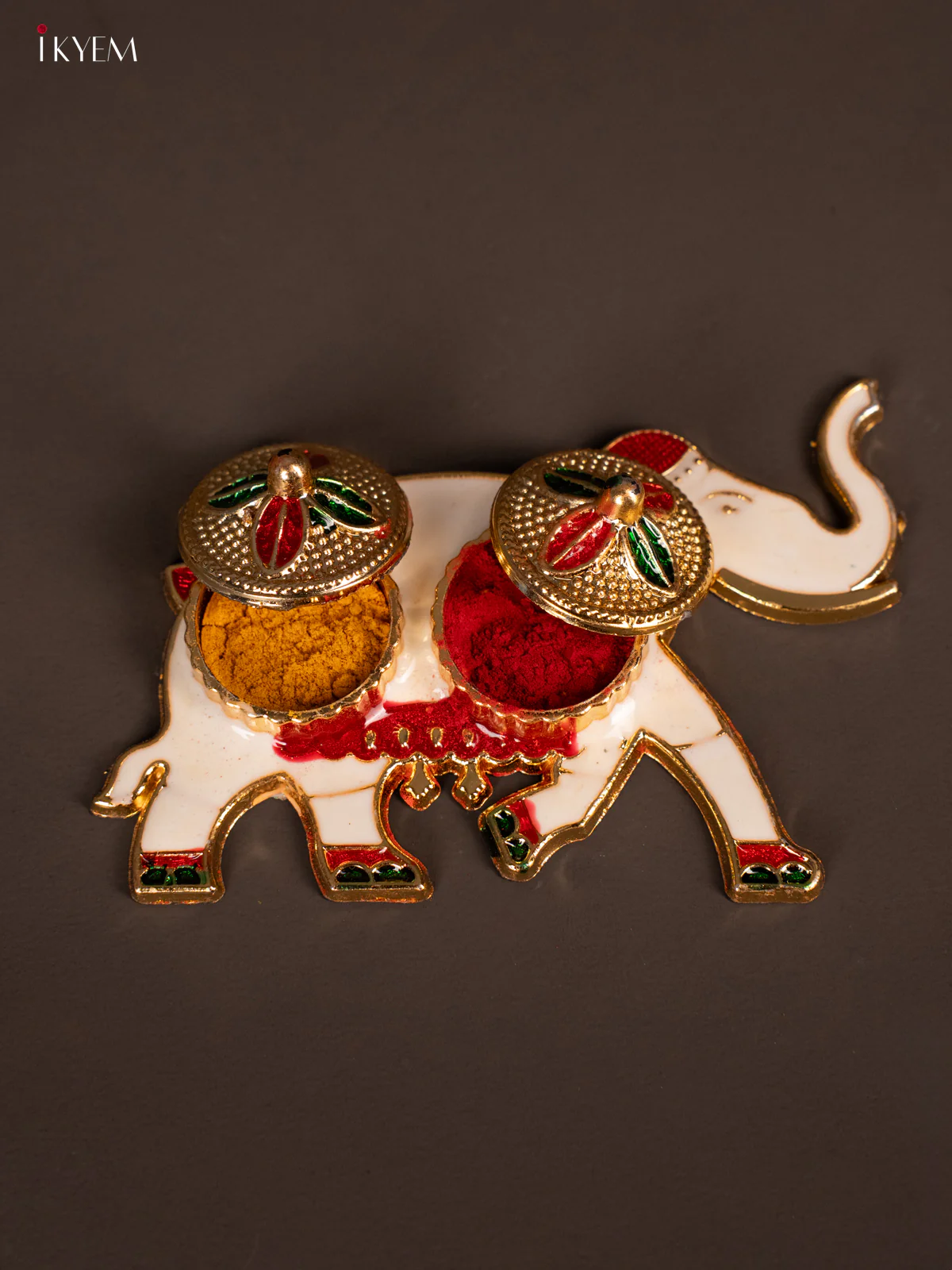 Elephant Shaped Plate with Haldi Kumkum Holder - KG25197 - Image 2