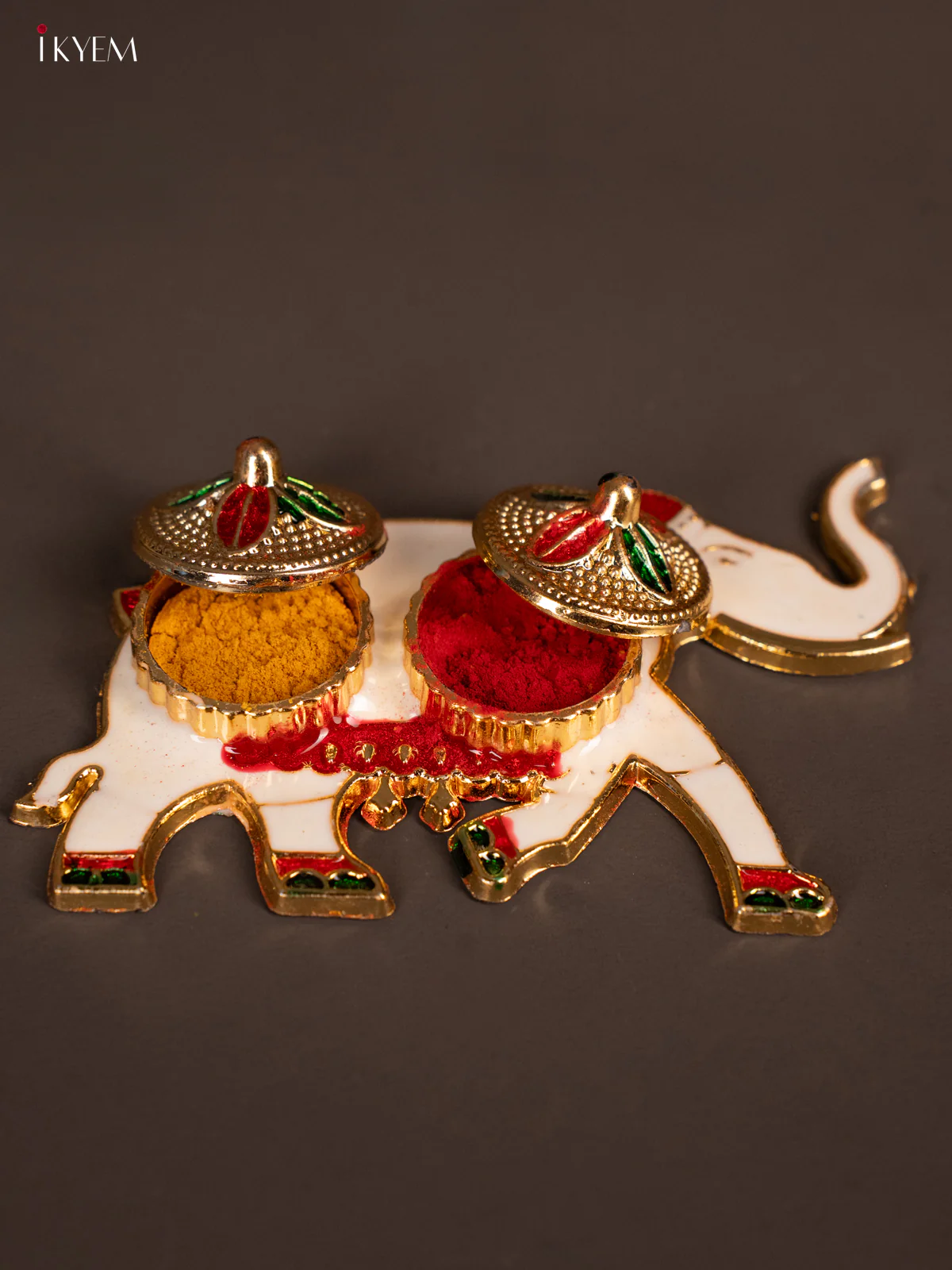 Elephant Shaped Plate with Haldi Kumkum Holder - KG25197 - Image 3