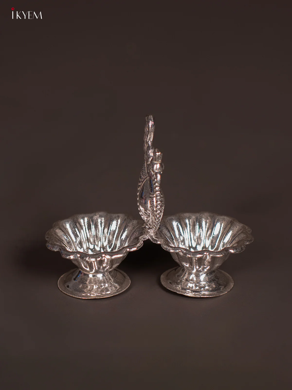 Exquisite German Silver Annapakshi Haldi Kumkum Holder - KI09187 - Image 3
