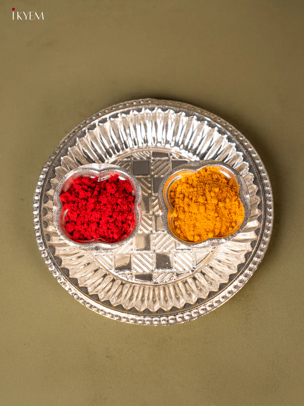 Elegant German Silver Haldi KumKum Plate - KH06120 - Image 2