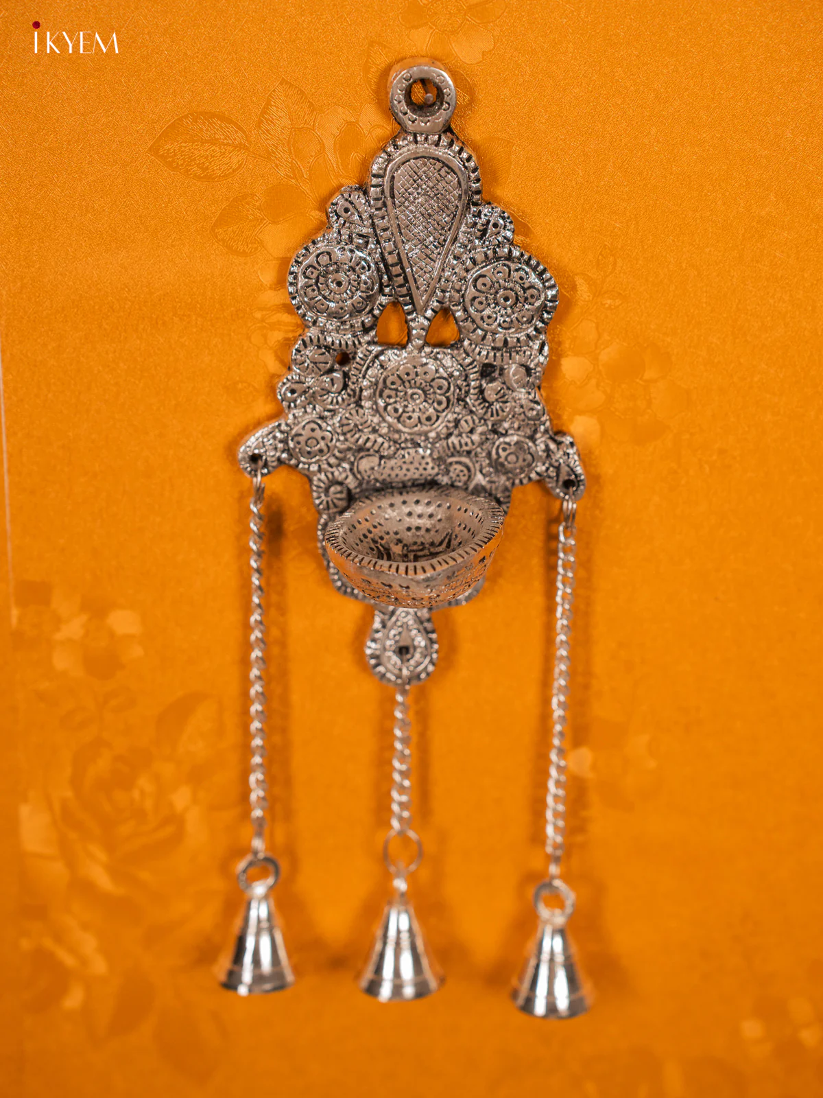 Magnificent German Silver Hanging Diya with bell - KH06119 - Image 5