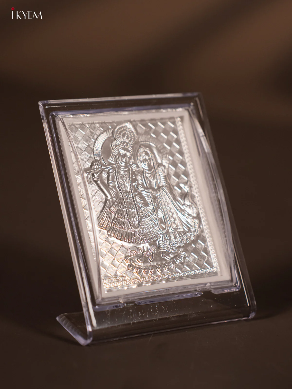 Radha Krishna Photo frame In German Silver - KF11197 - Image 4