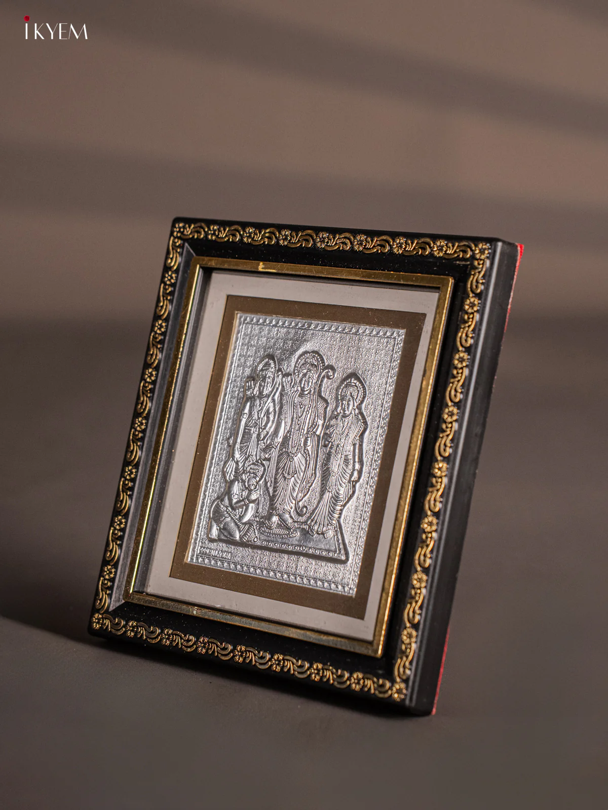 Elegant German Silver Ram, sita & Lakshman With Hanuman Photo frame with stand - KH06122 - Image 2