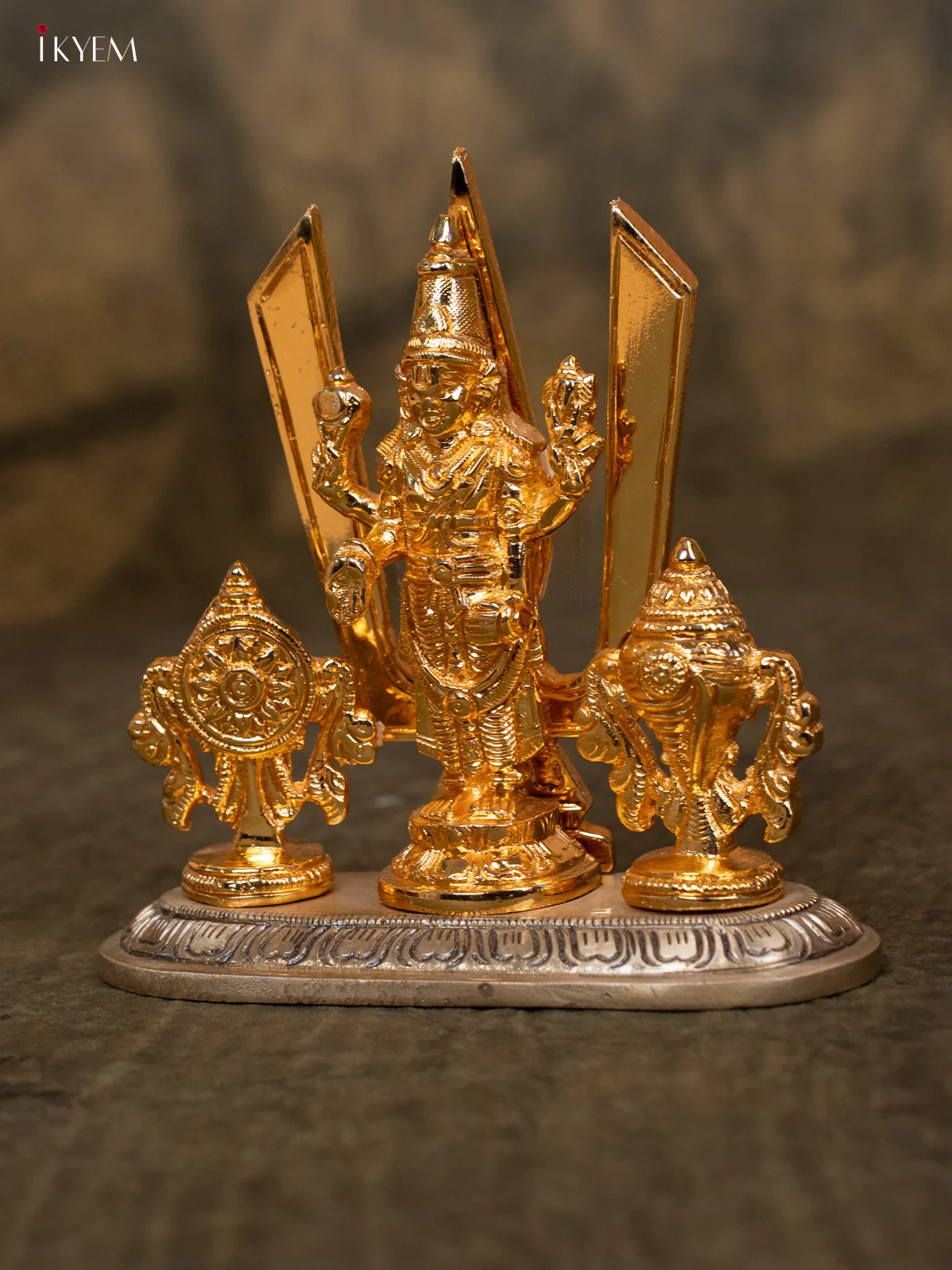 24 KT Gold Coated With Antique Finish - Finest Featured Vishnu Shank Chakram Namam - Image 5