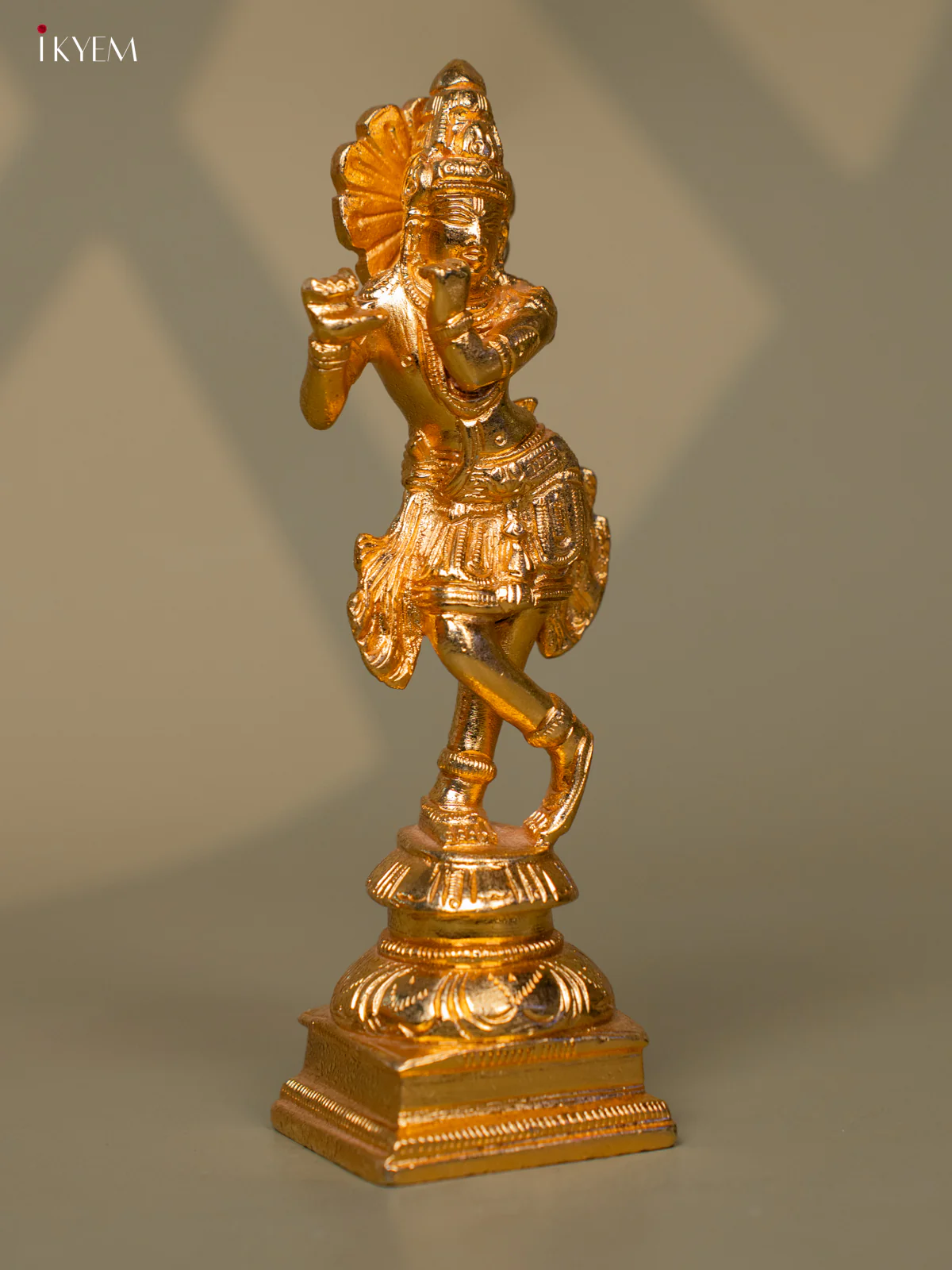 24 KT Gold Coated Standing Krishna with Flute - Pooja Article - Image 2