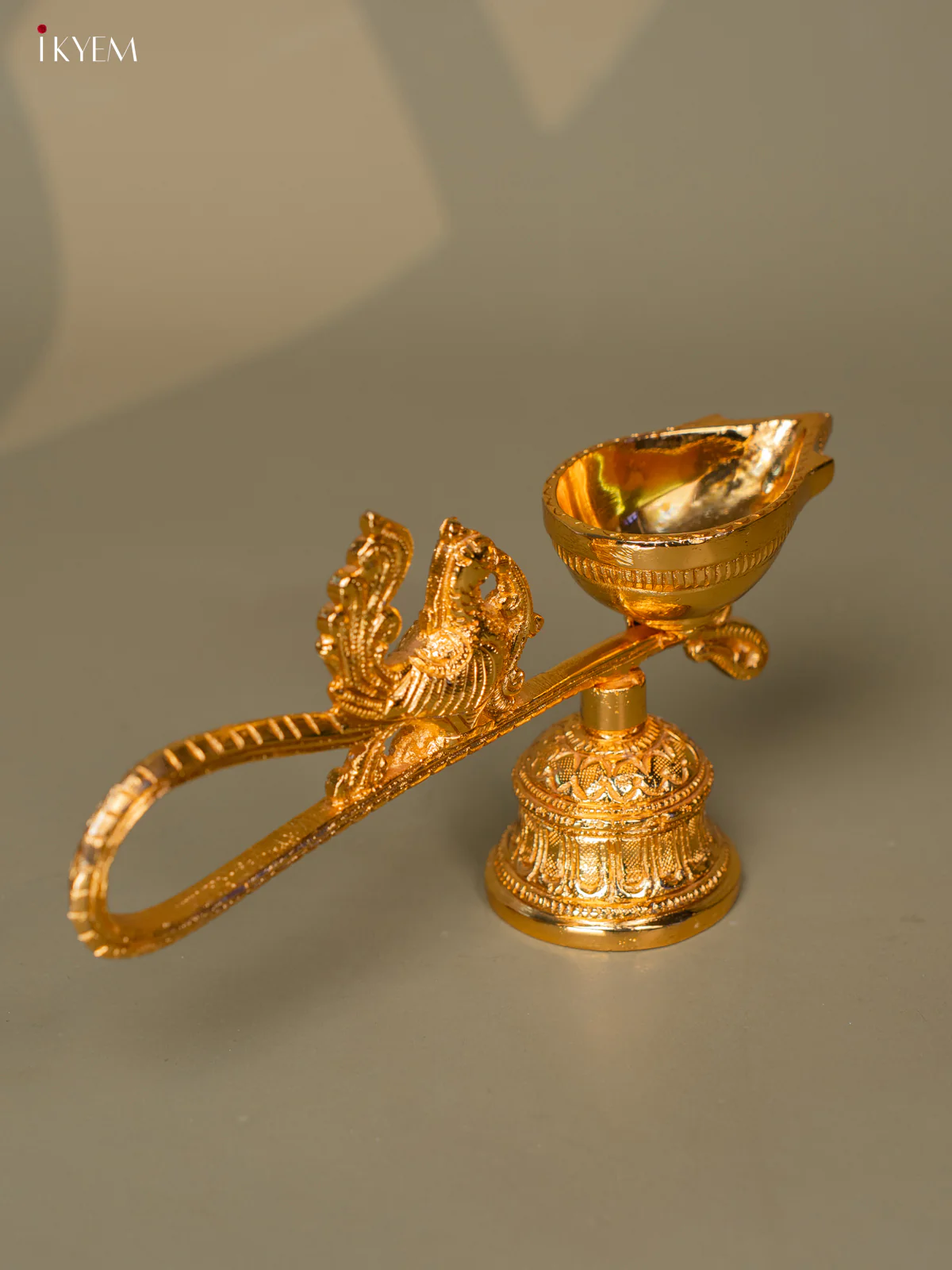 24 KT Gold Coated Annam Deepam with Bell - 4.3 Inch - GF1026 - Image 2
