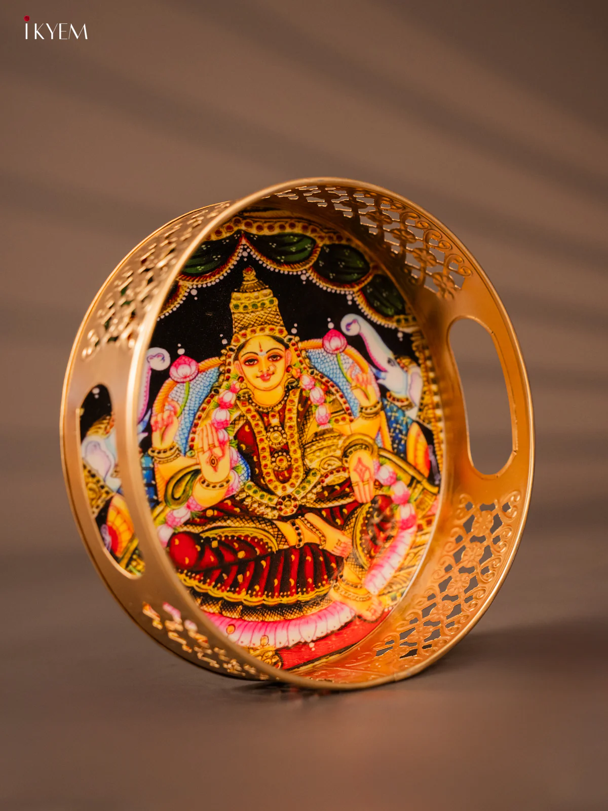 Beautiful Goddess Gaja Lakshmi Printed Metal Tray - KH05135 - Image 2