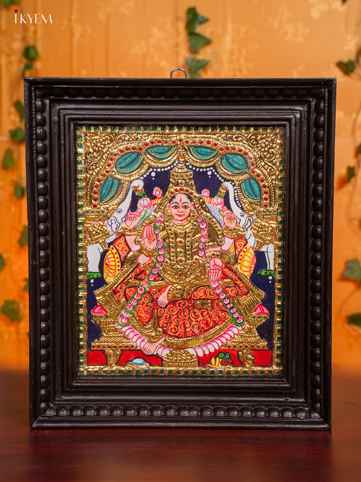 Goddess Gaja Lakshmi Tanjore Painting - (13 x 15) Inch - KH26178