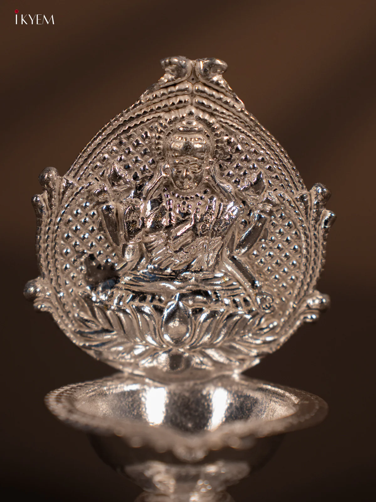 German Silver Lamp With Goddess Lakshmi Print - KF11166 - Image 2