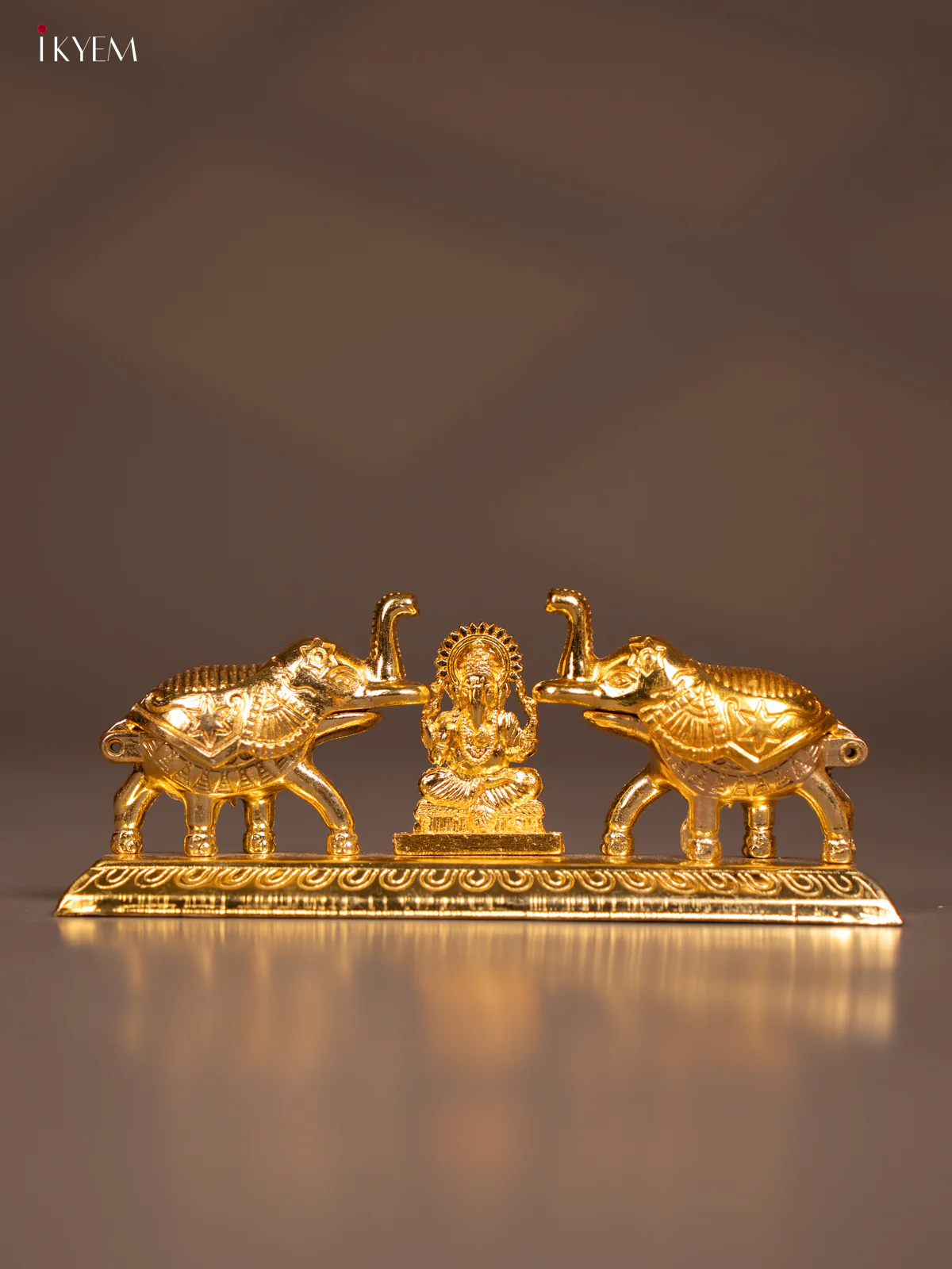Chic Silver Plated Kumkum Holder with Lakshmi & 2 Elephants - KE29134