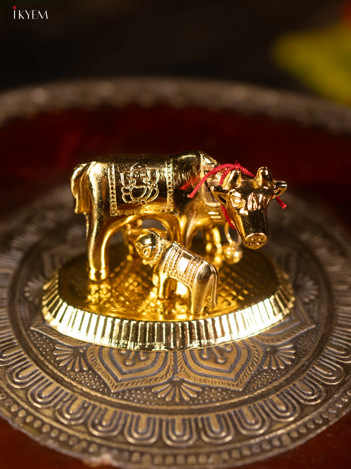 Gold Plated Cow & Calf Idol - KL13118 - Image 2
